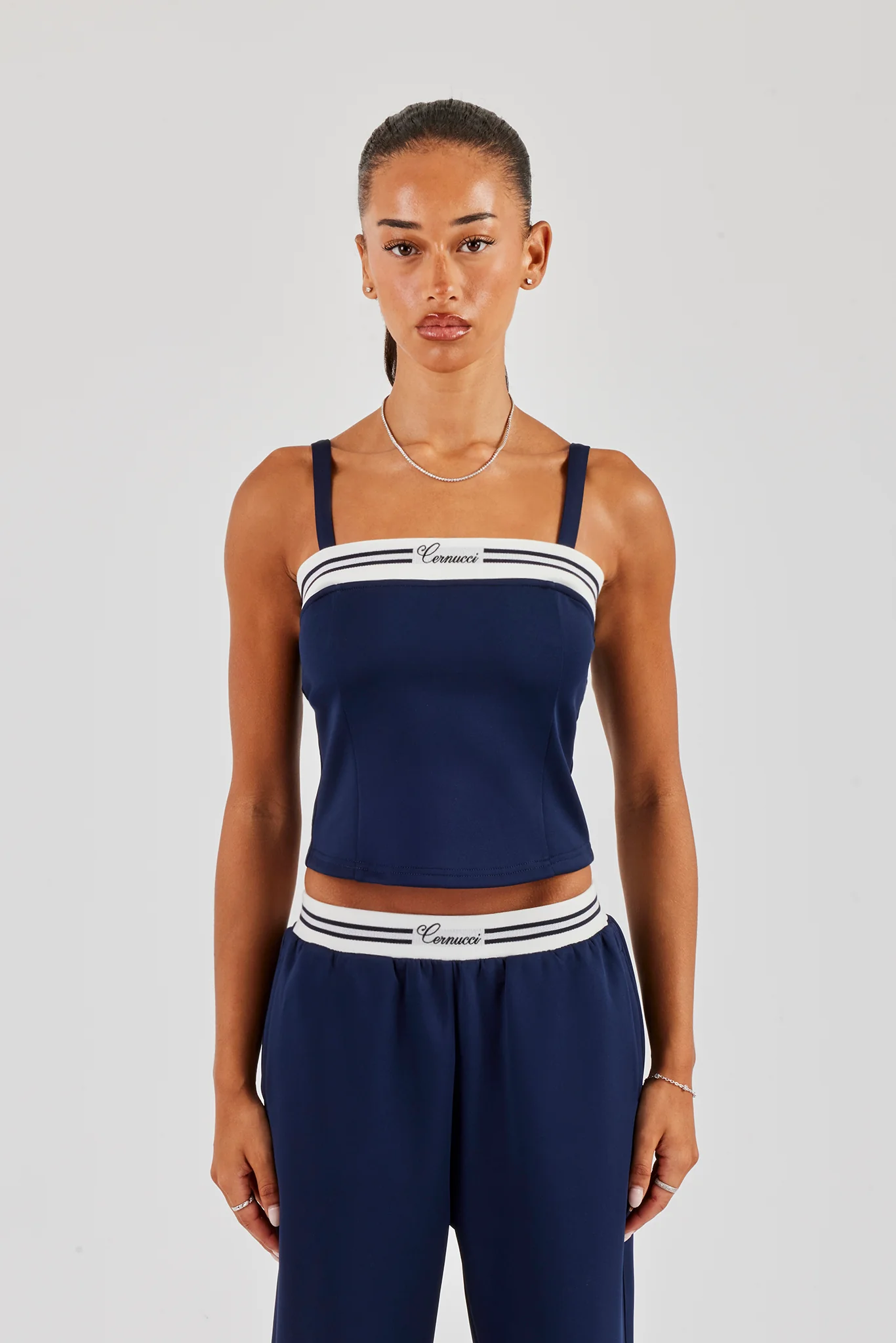 Structured Contrast Top - Navy Blue - Image 5