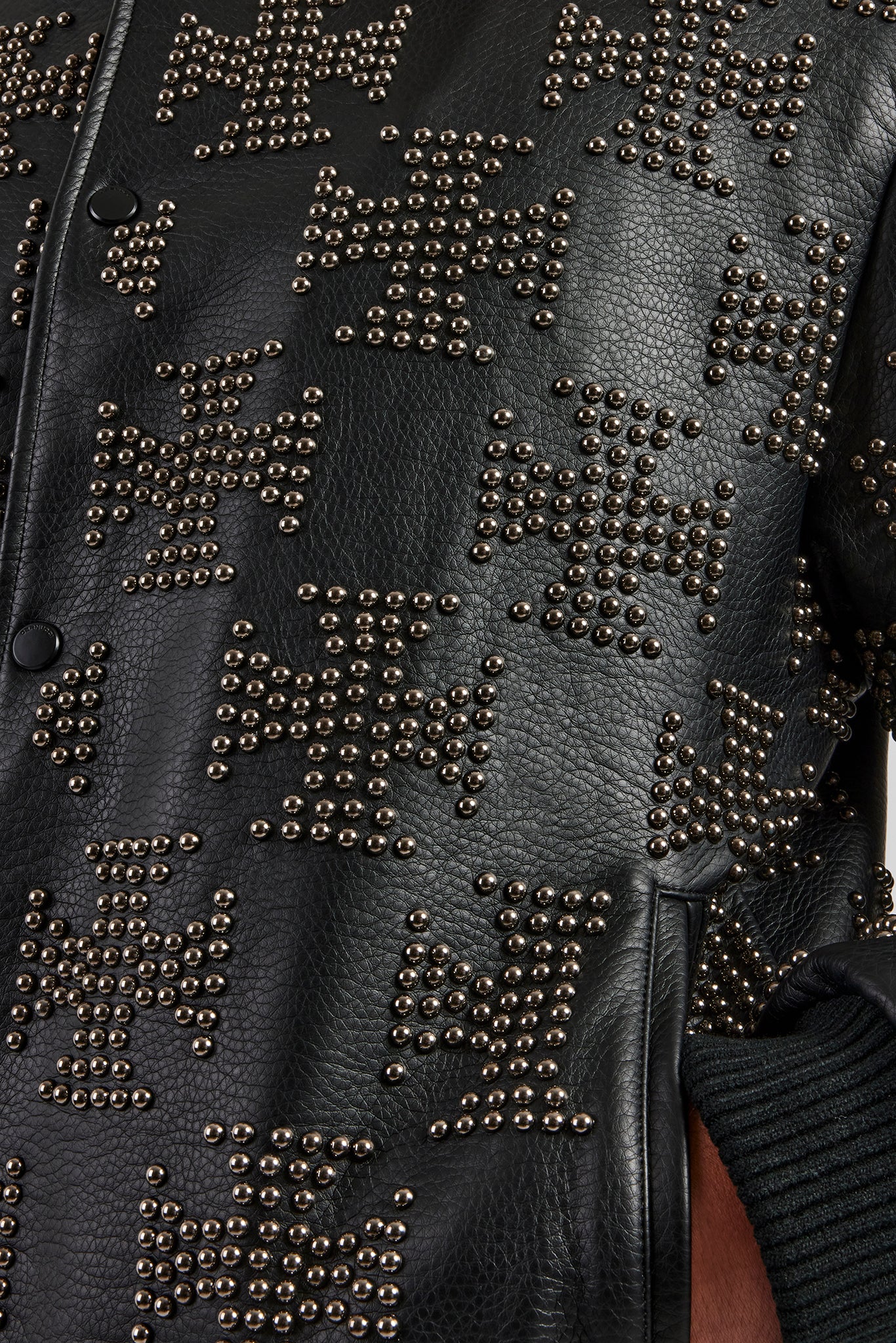 Studded Oversized PU Bomber Jacket - Image 3