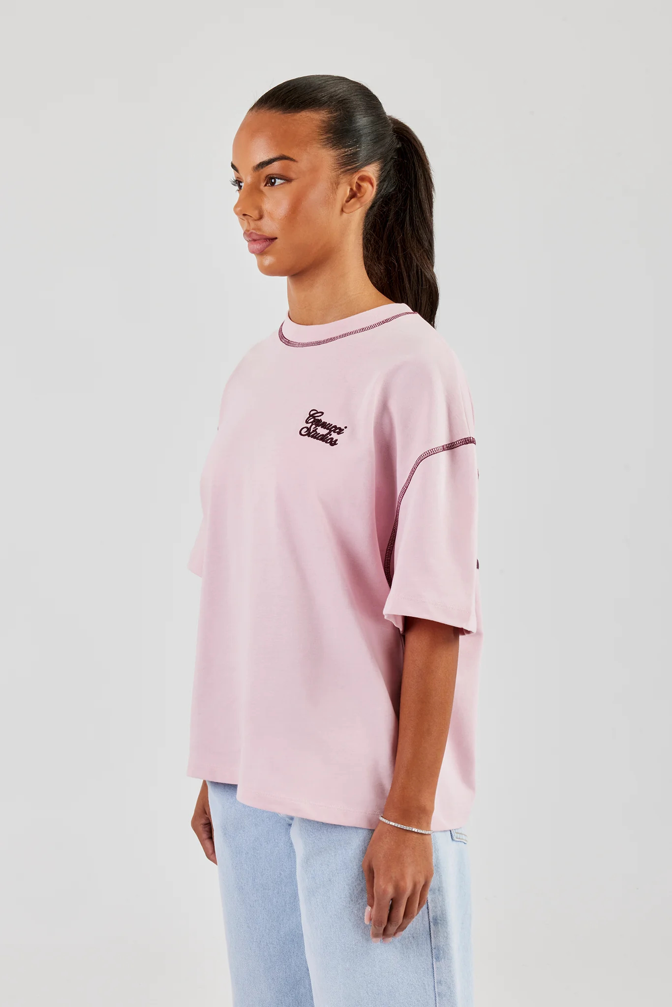 Studios Back Print Oversized T-Shirt - Baby Pink - Image 3