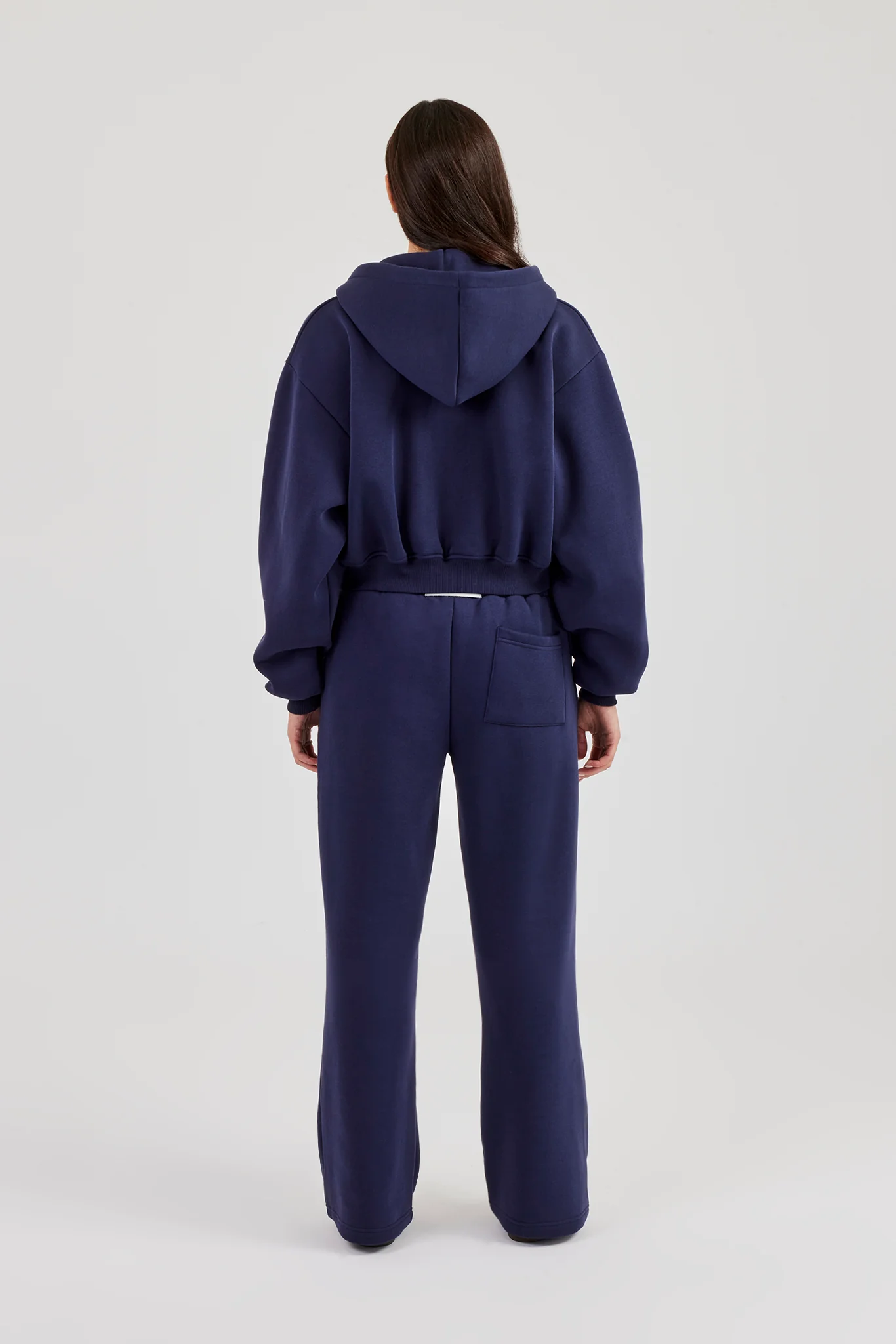 Studios Taping Boxy Zip Through Hoodie & Wide Leg Jogger - Navy Blue - Image 4