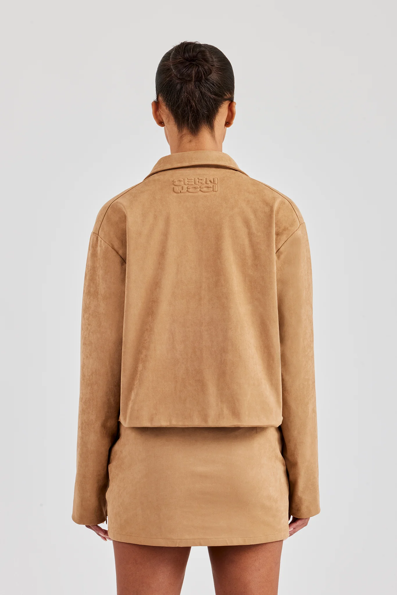 Suede Collared Jacket - Beige - Image 4