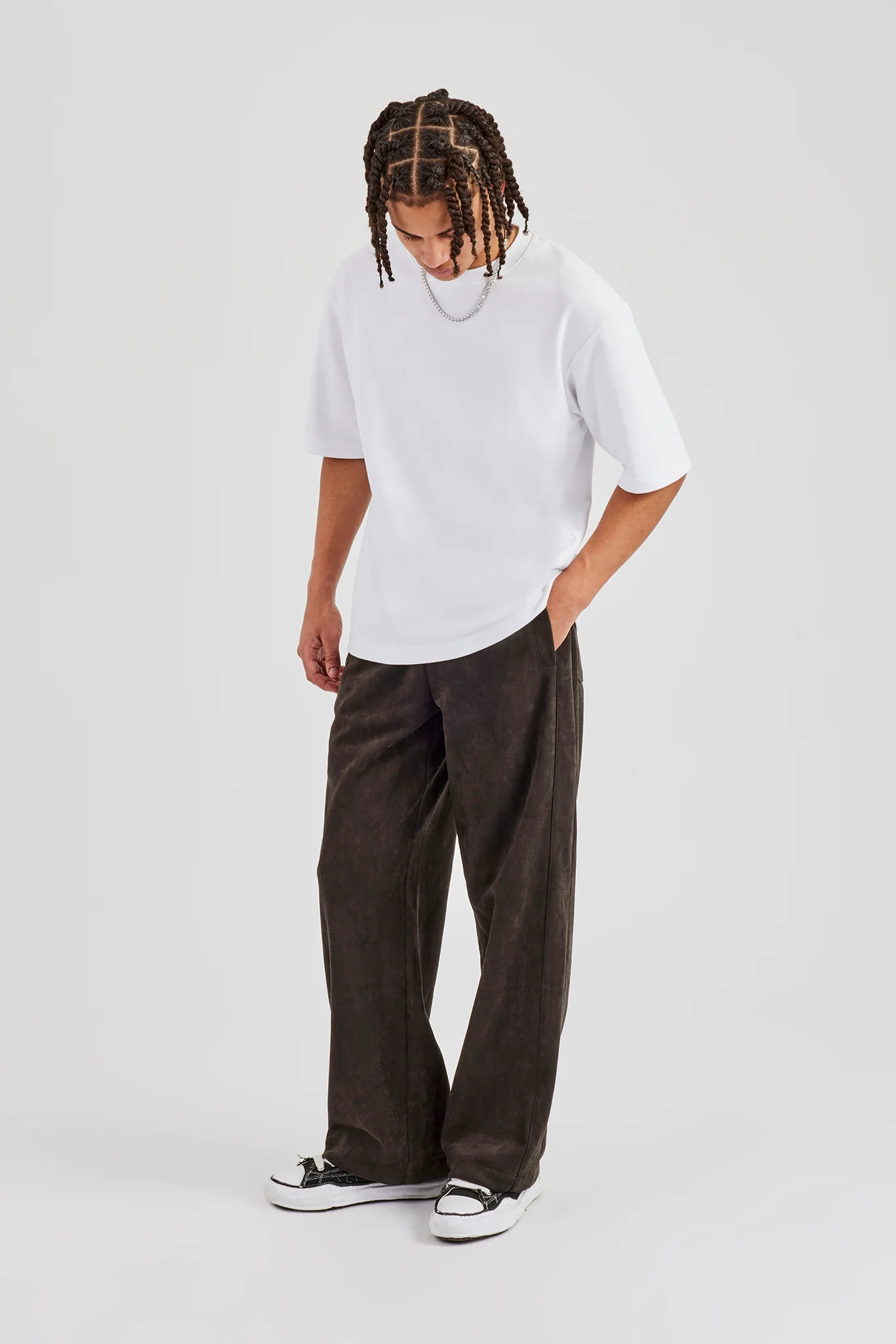 Suede Relaxed Jogger - Charcoal
