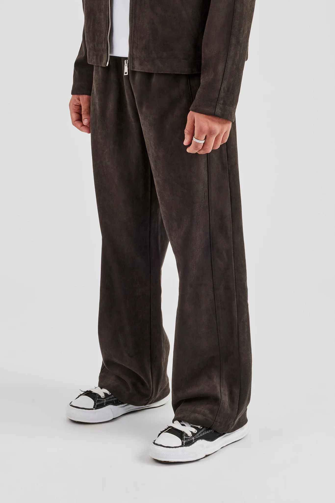 Suede Relaxed Jogger - Charcoal - Image 2
