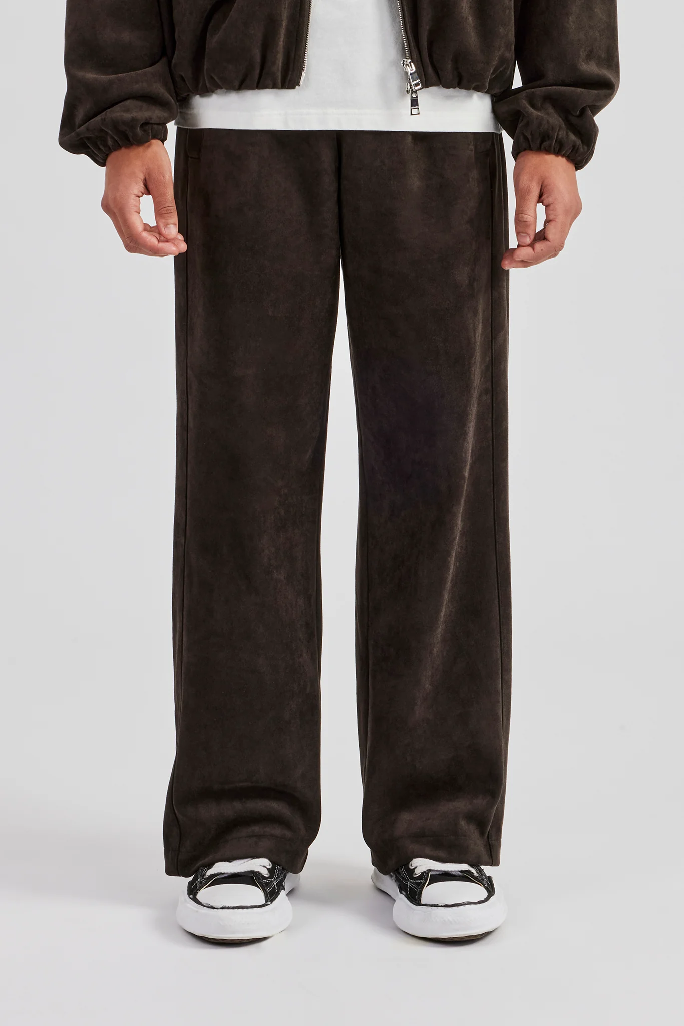 Suede Zip Through Hooded Jacket & Jogger - Charcoal - Image 5