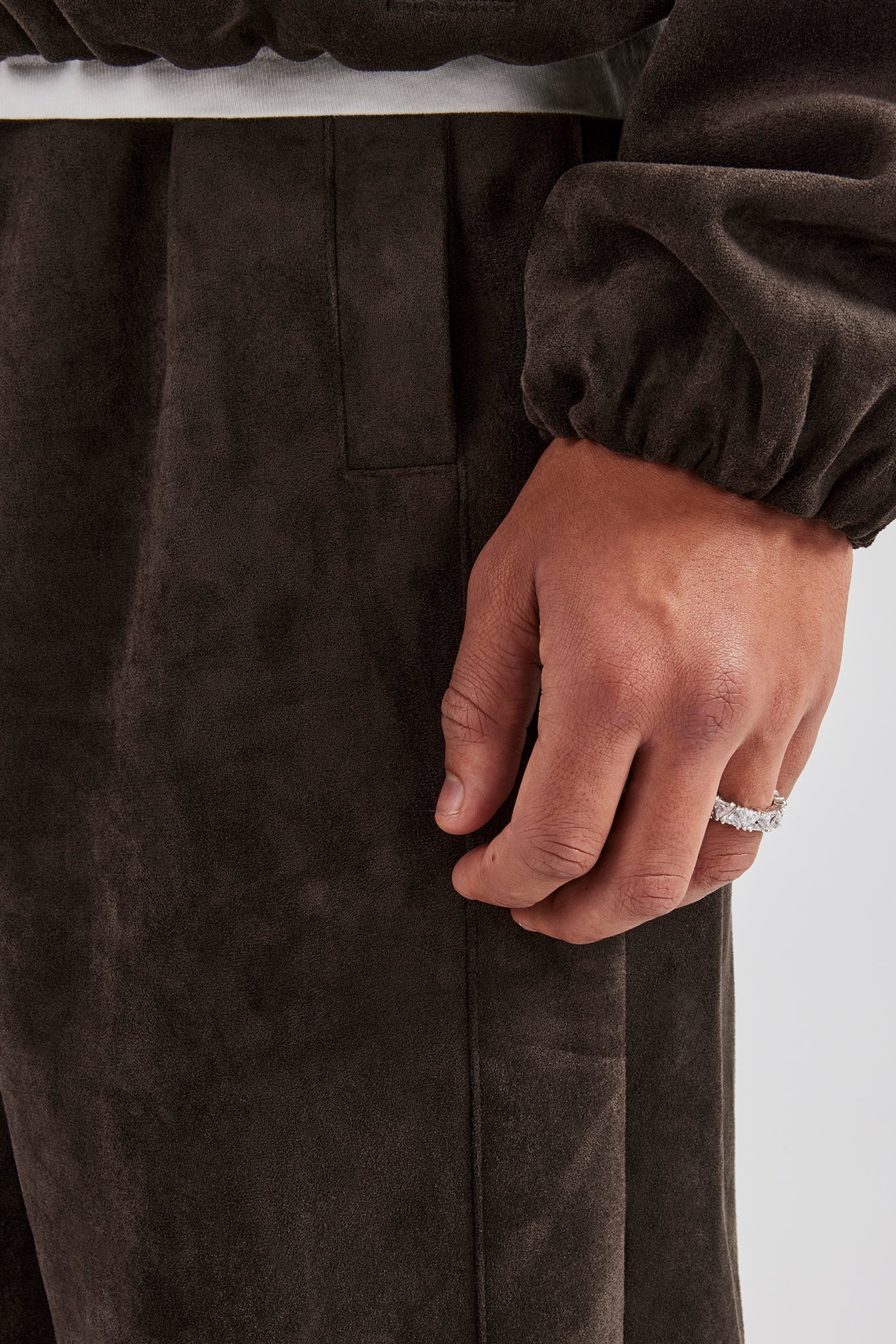 Suede Zip Through Hooded Jacket & Jogger - Charcoal - Image 6