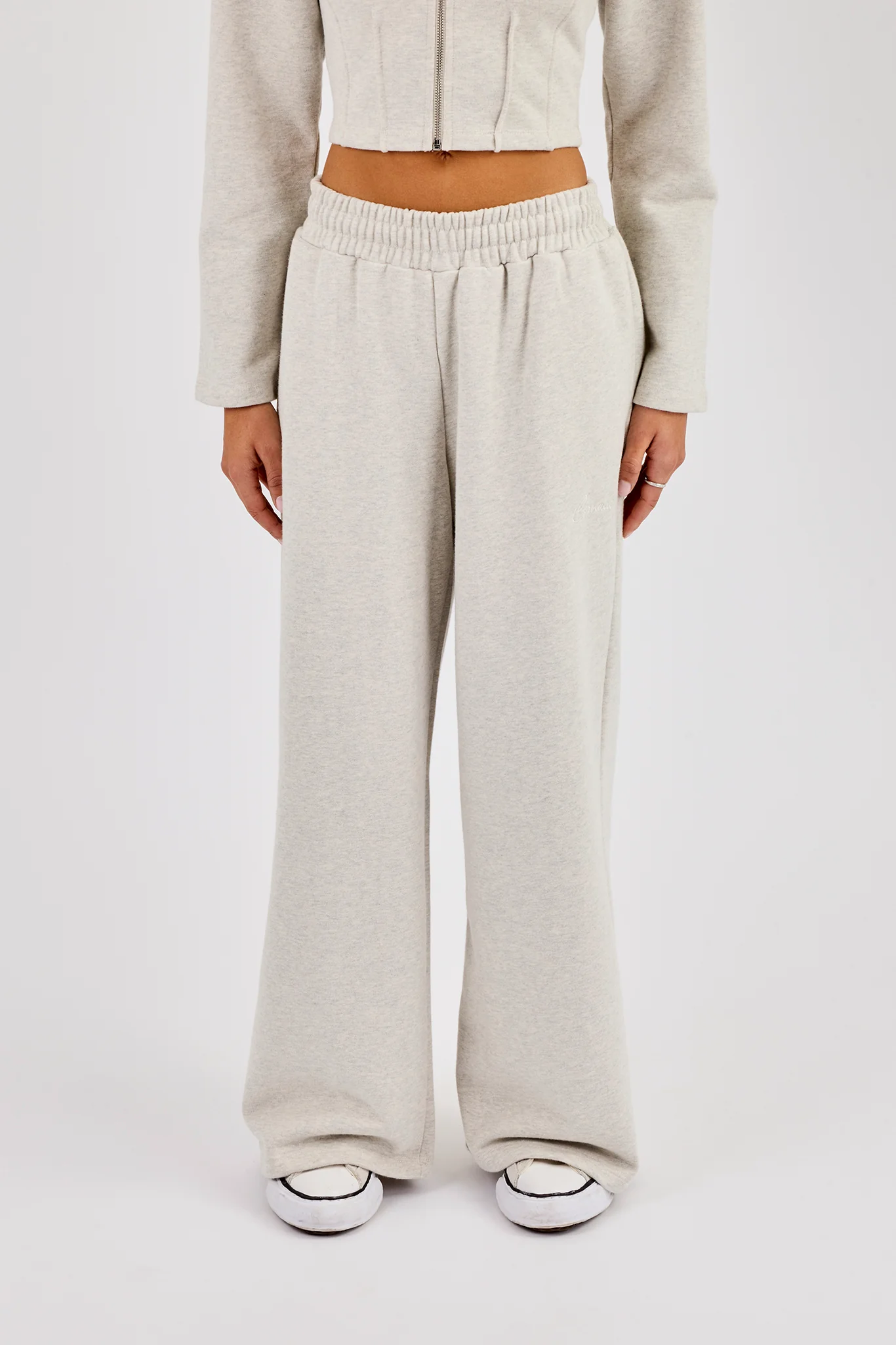 Super Baggy Wide Leg Jogger - Grey Marl - Image 3