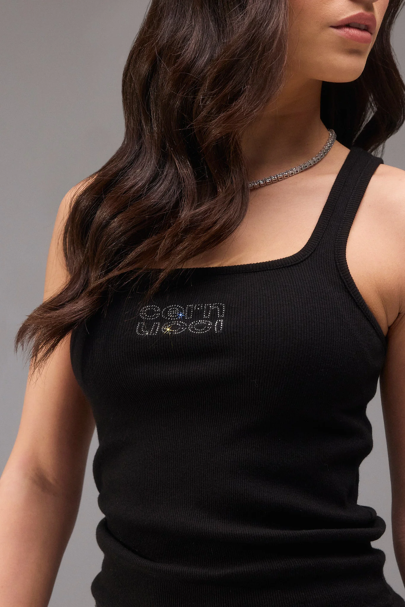 Swarovski Square Neck Rib Vest - Image 3