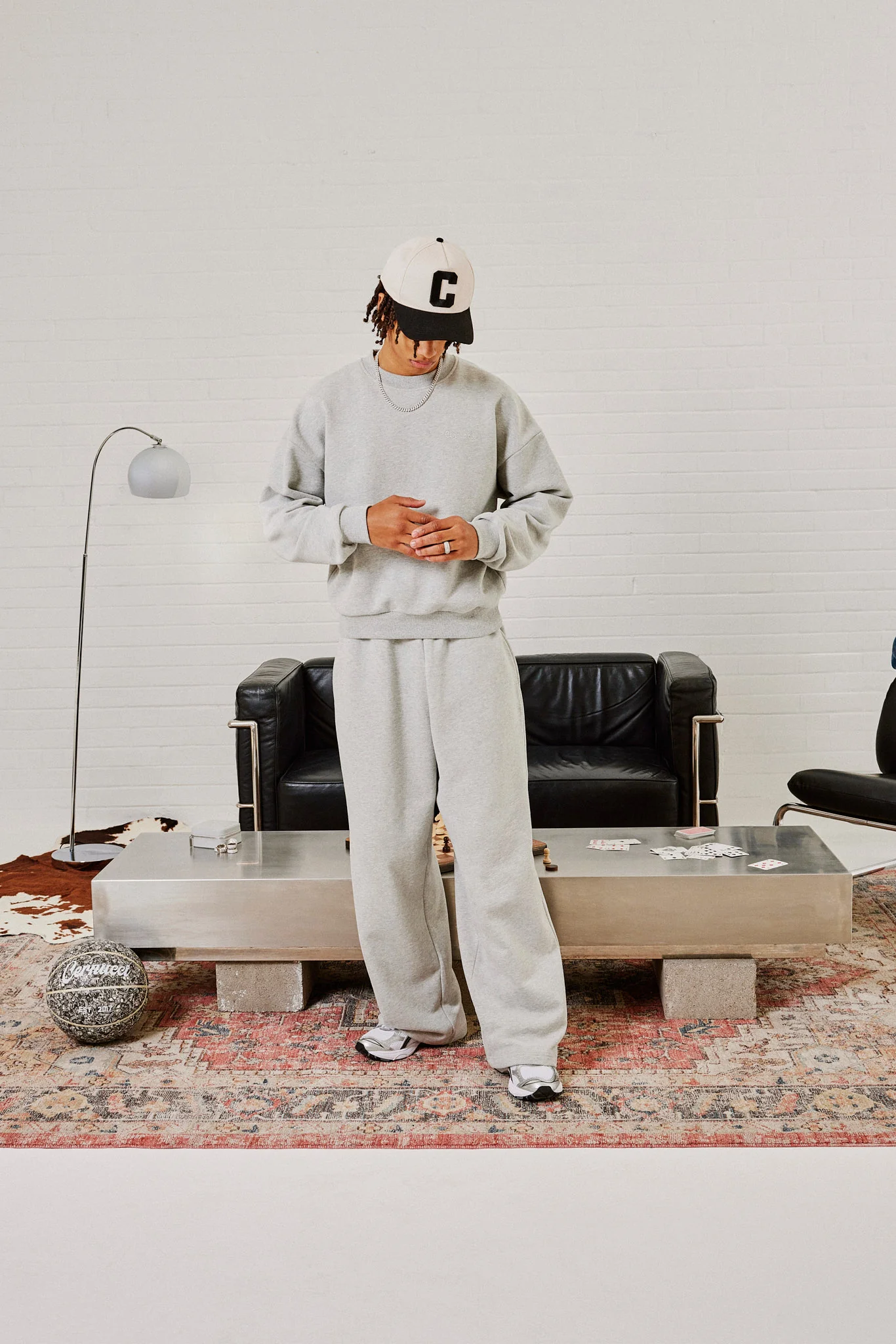 Sweater & Baggy Fit Jogger - Grey Marl - Image 2