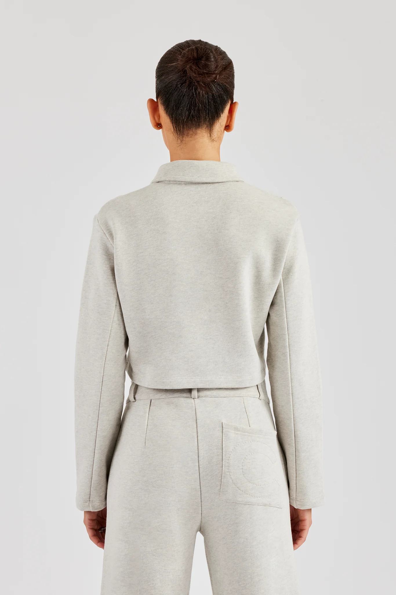 Tailored Jersey Cropped Harrington Jacket - Ash Grey - Image 4