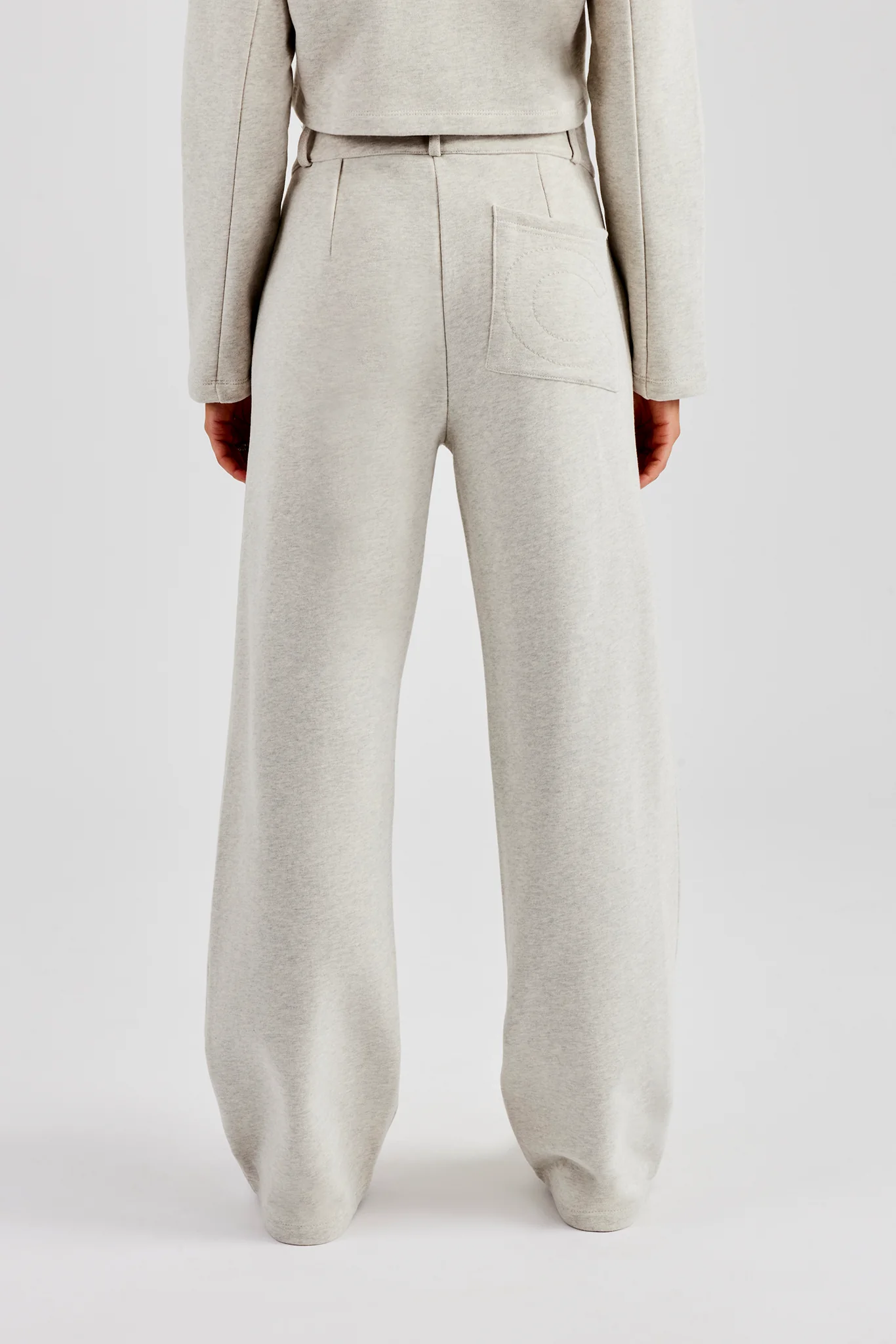 Tailored Jersey Wide Leg Trouser - Ash Grey - Image 2