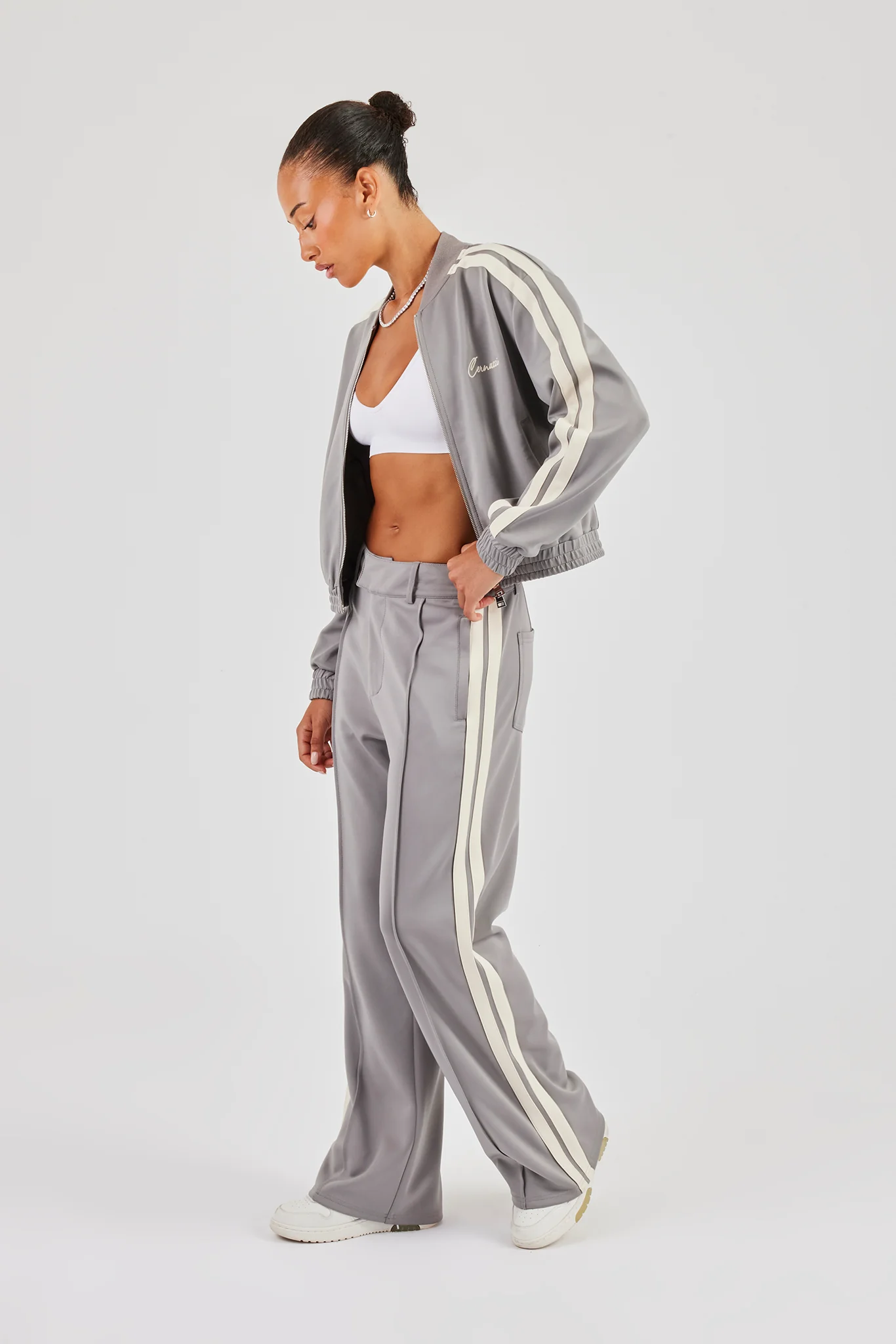 Taping Bomber Jacket & Tailored Trousers - Grey - Image 4