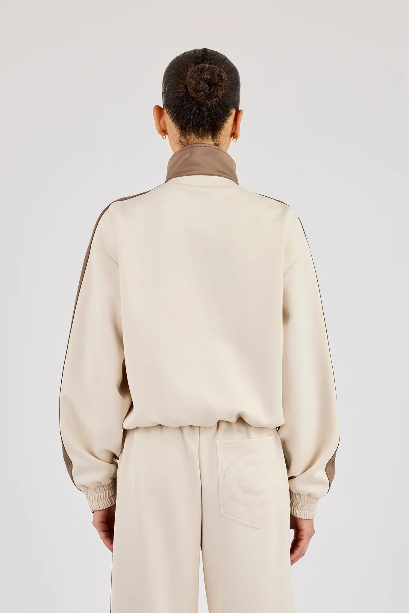 Taping Contrast Collar Track Jacket - Off White - Image 4