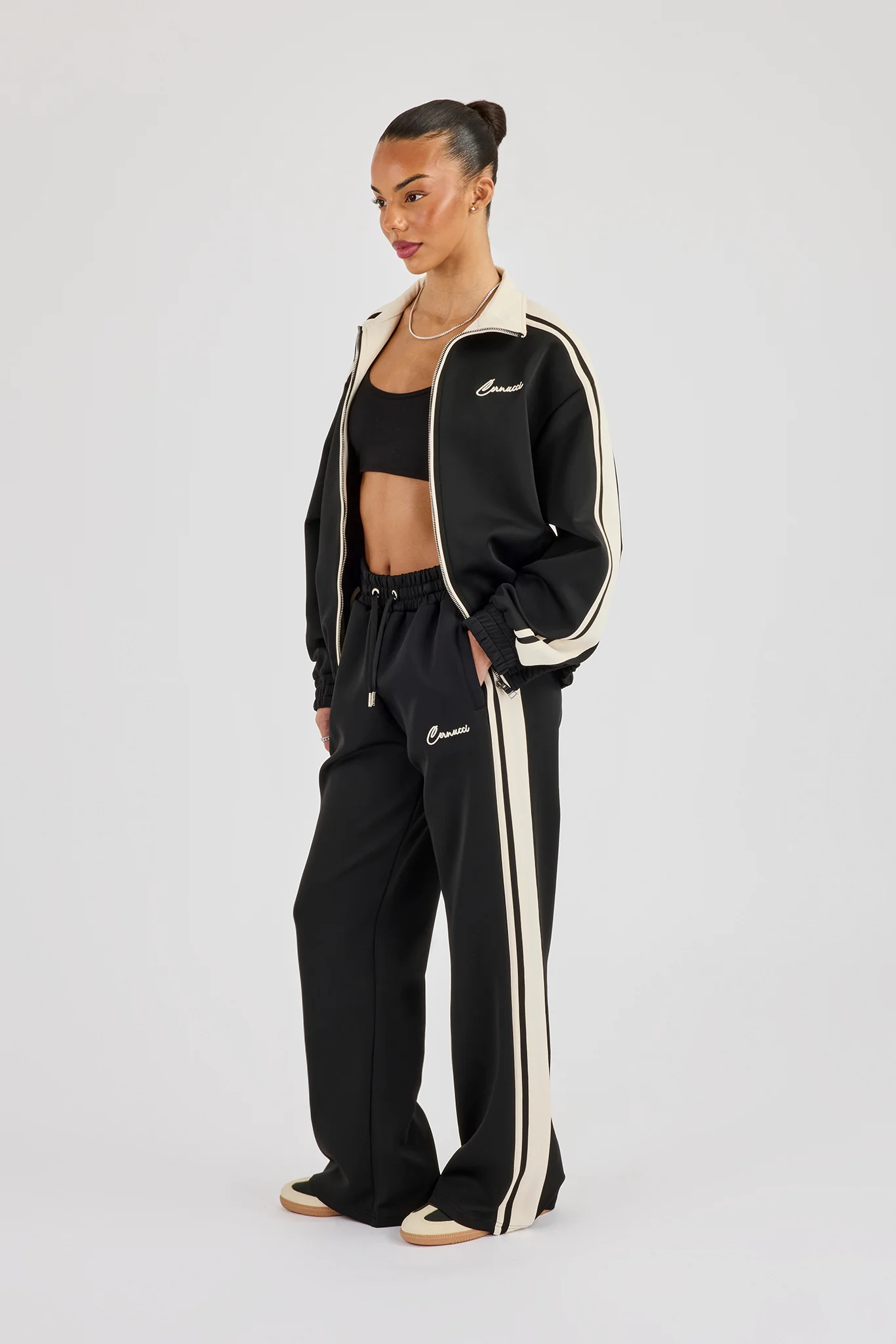 Taping Contrast Track Jacket & Pant - Black - Image 2