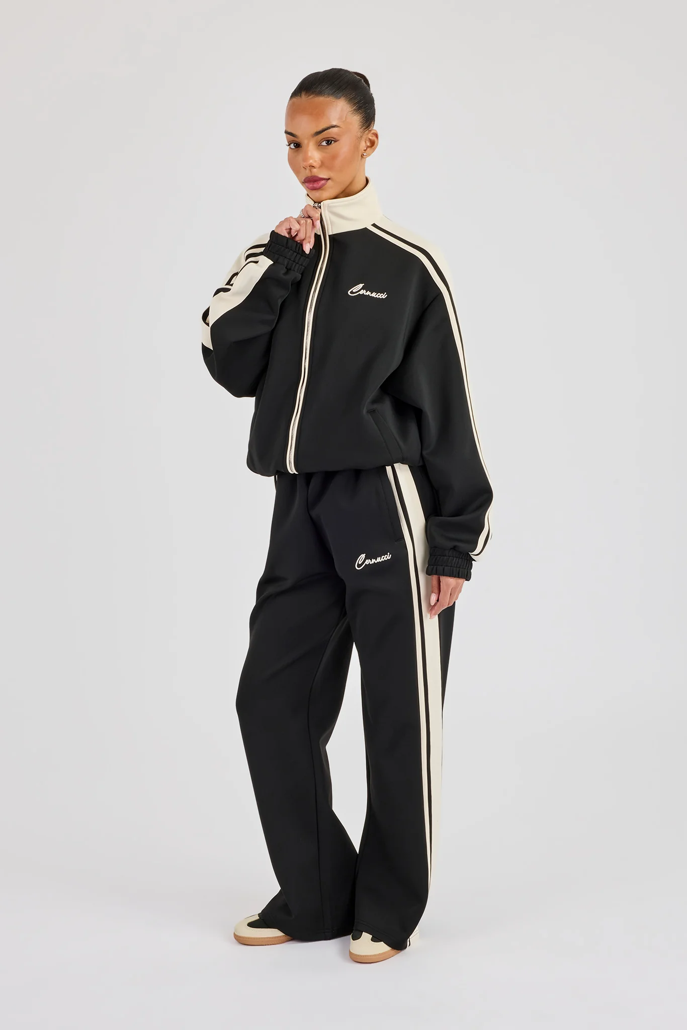 Taping Contrast Waistband Track Pant - Black - Image 2