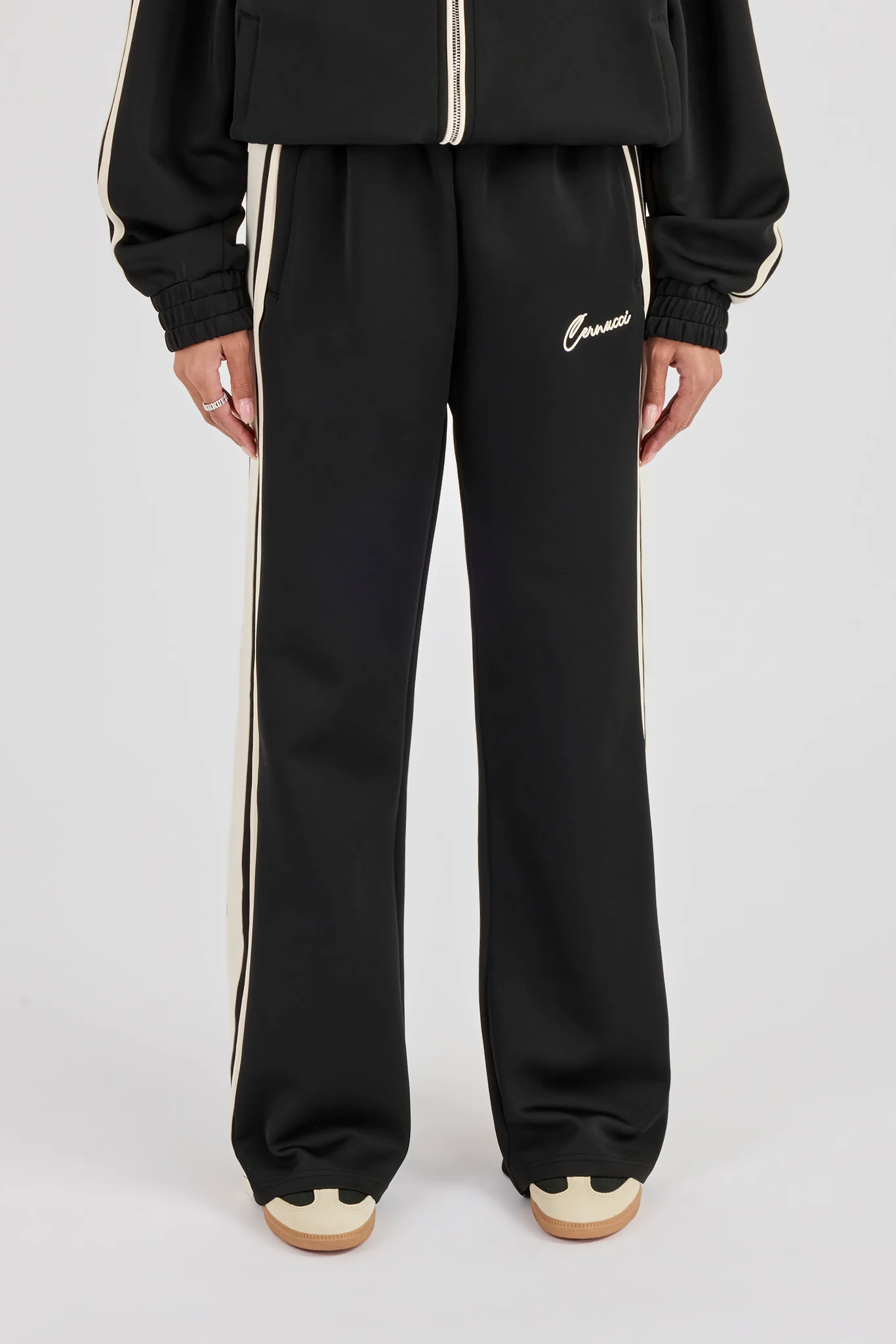 Taping Contrast Waistband Track Pant - Black - Image 3