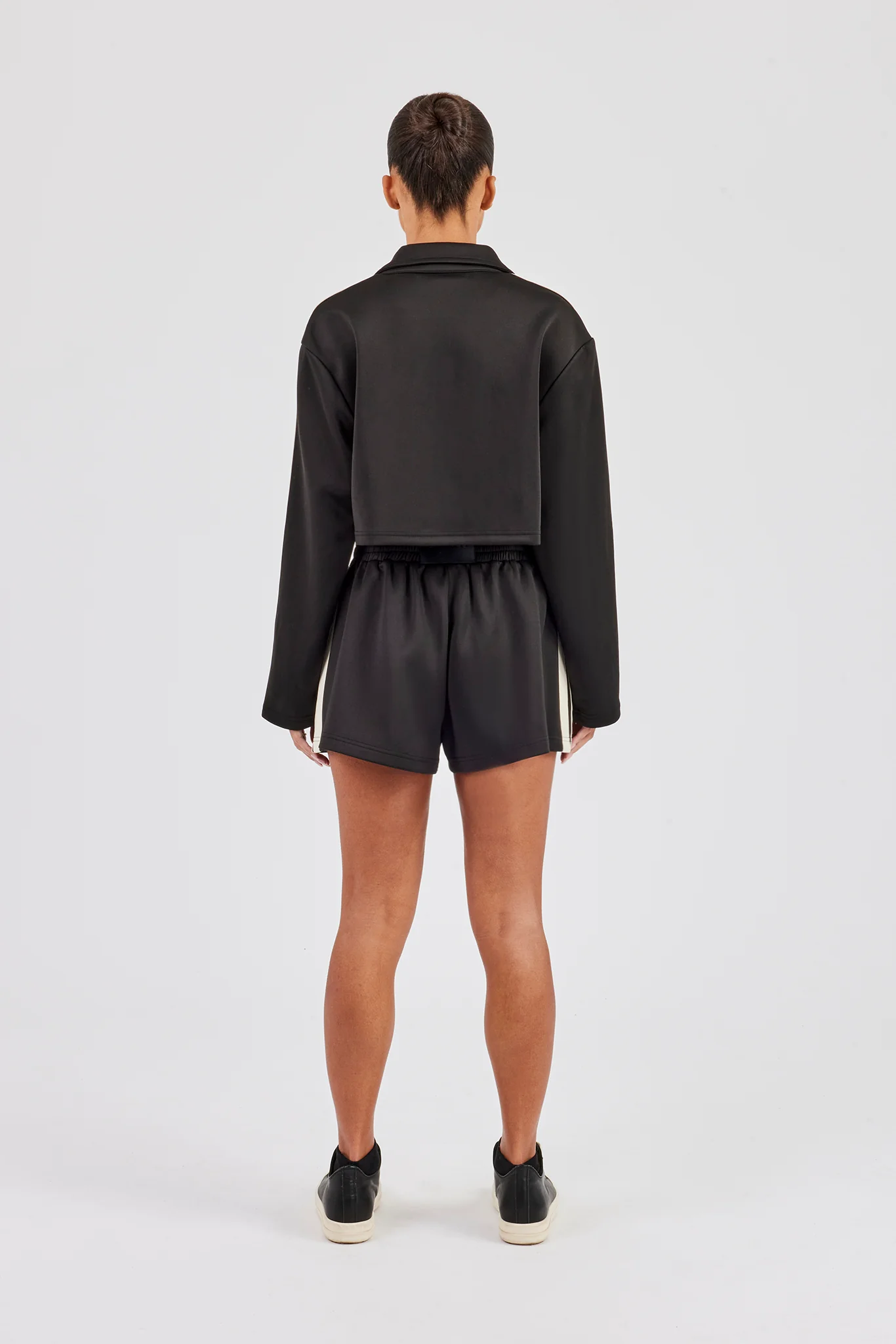 Taping Cropped Harrington Jacket & Taping Short - Black - Image 4
