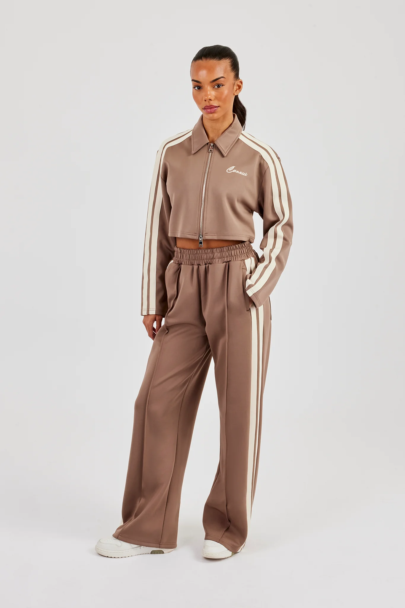 Taping Cropped Harrington Jacket - Taupe - Image 6