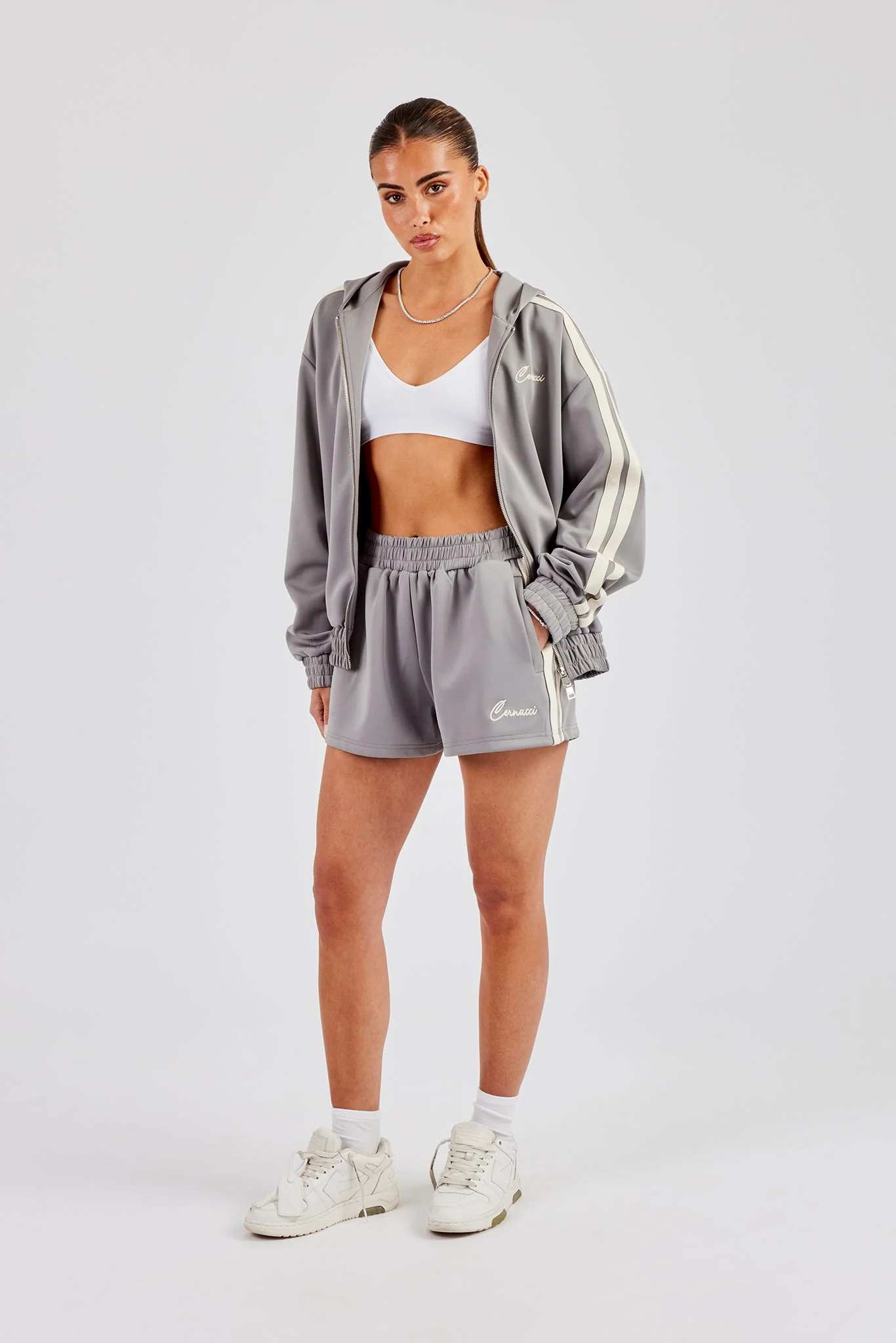 Taping Hooded Jacket - Grey - Image 2