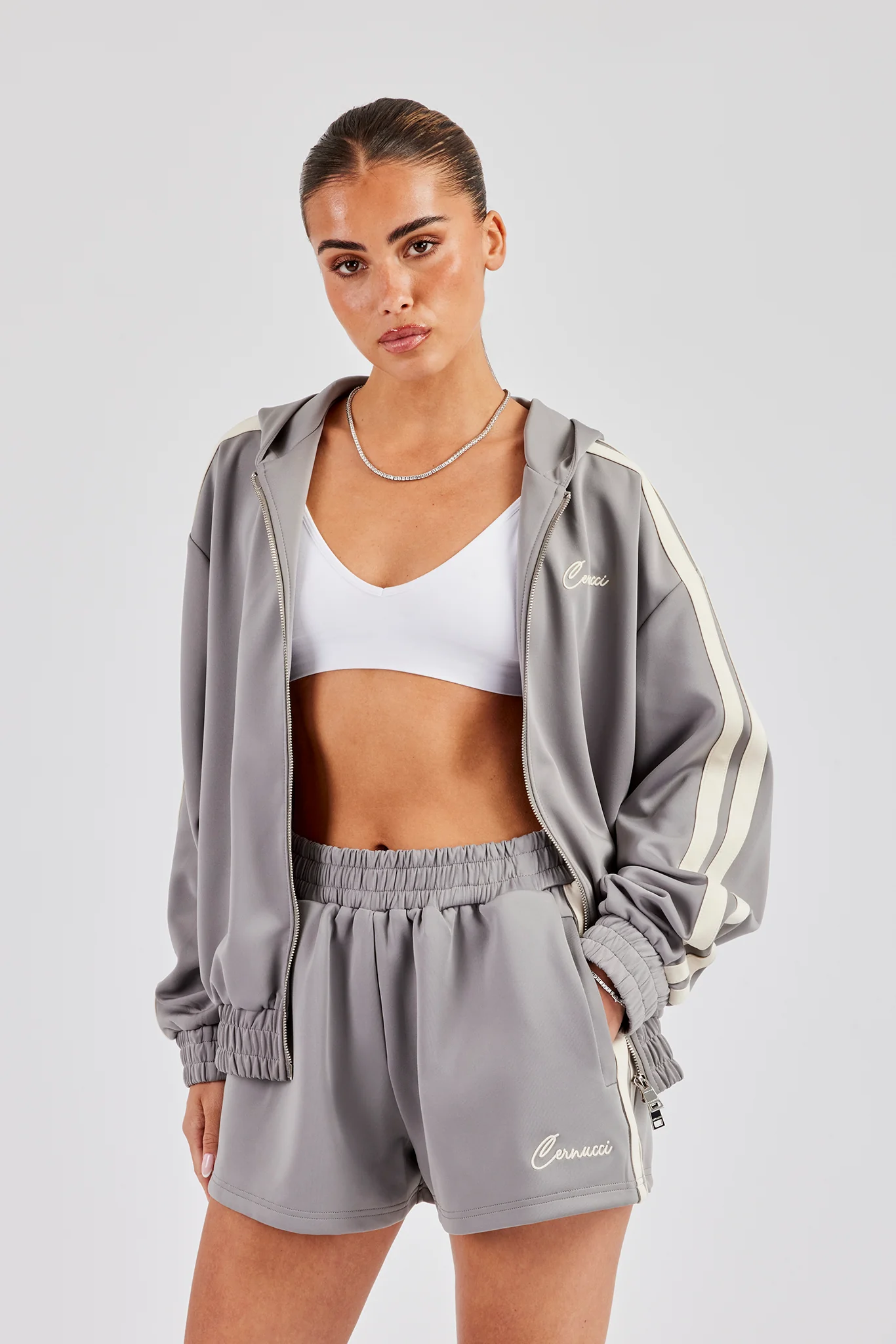 Taping Hooded Jacket - Grey - Image 9