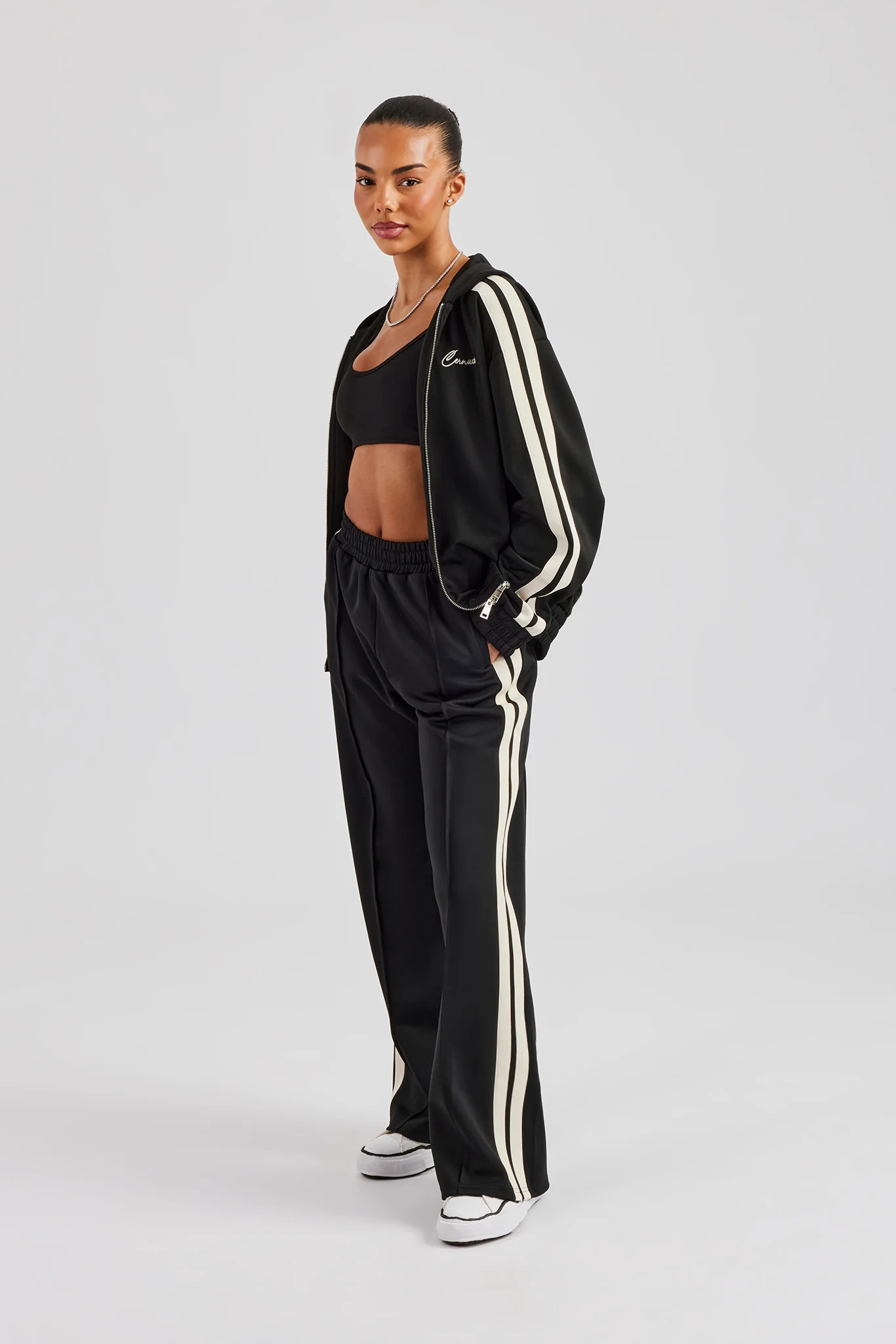 Taping Hooded Tracksuit - Black - Image 3