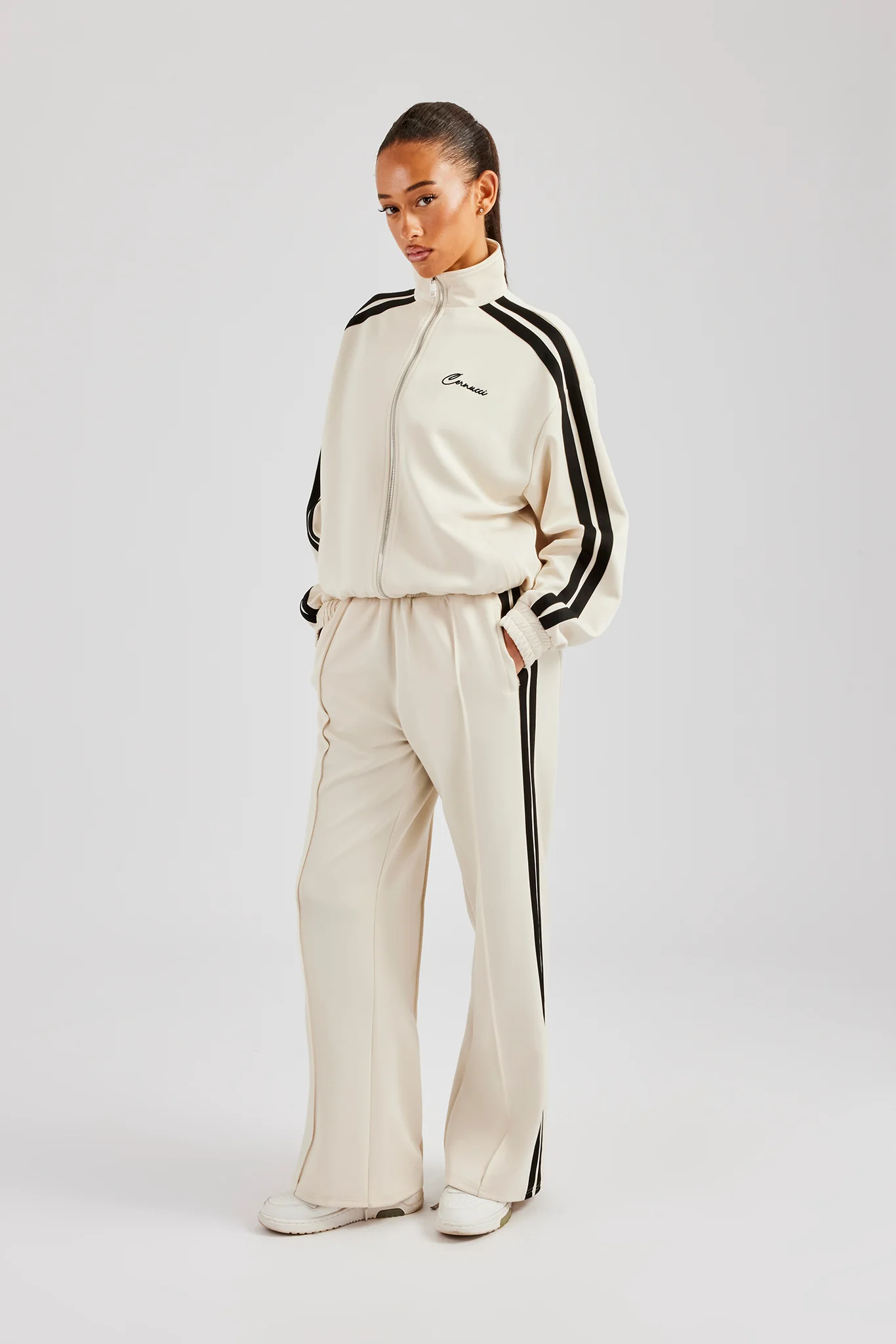 Taping Straight Leg Track Pant - Off White - Image 3