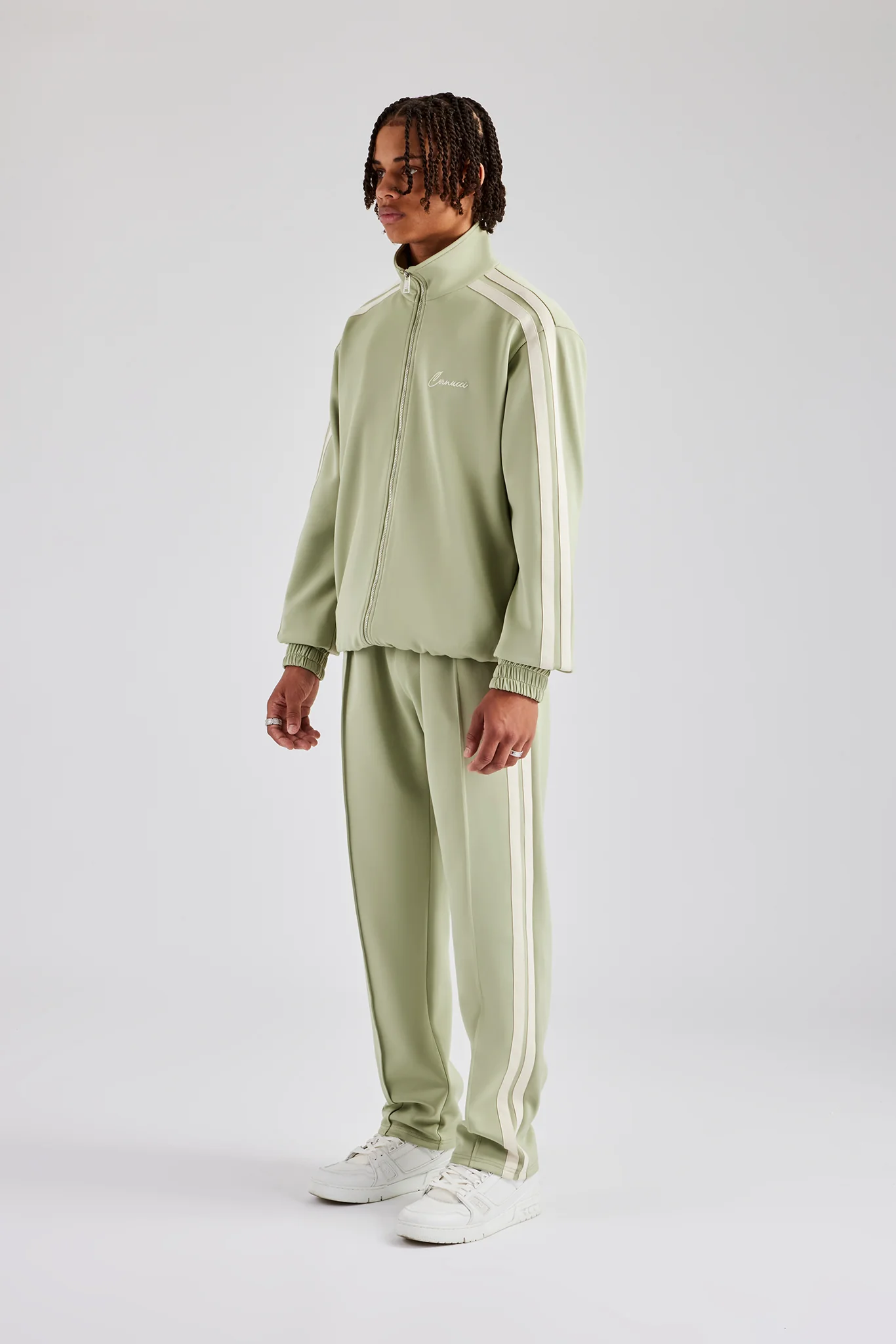 Taping Straight Leg Track Pant- Sage - Image 6