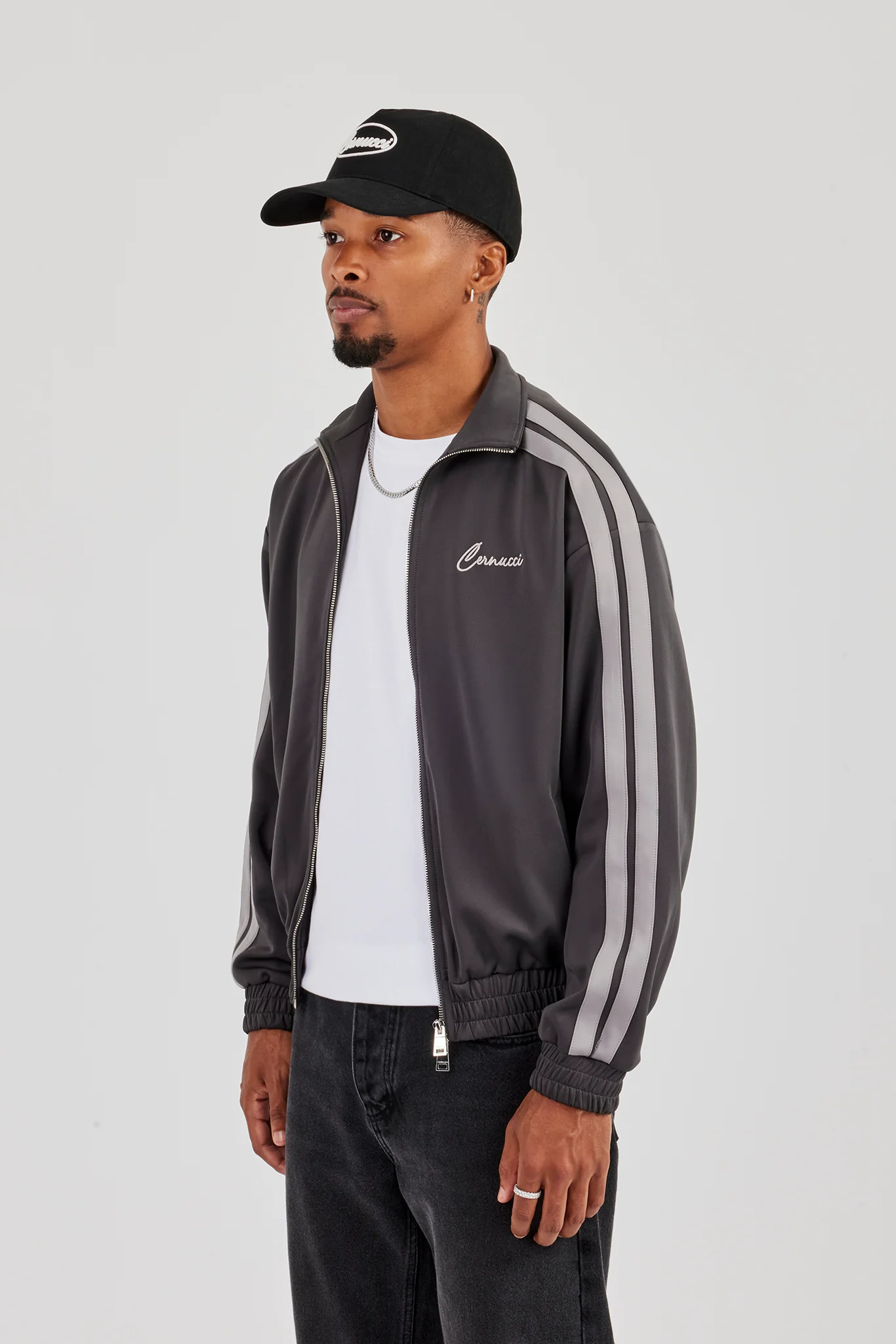 Taping Track Jacket - Charcoal - Image 3