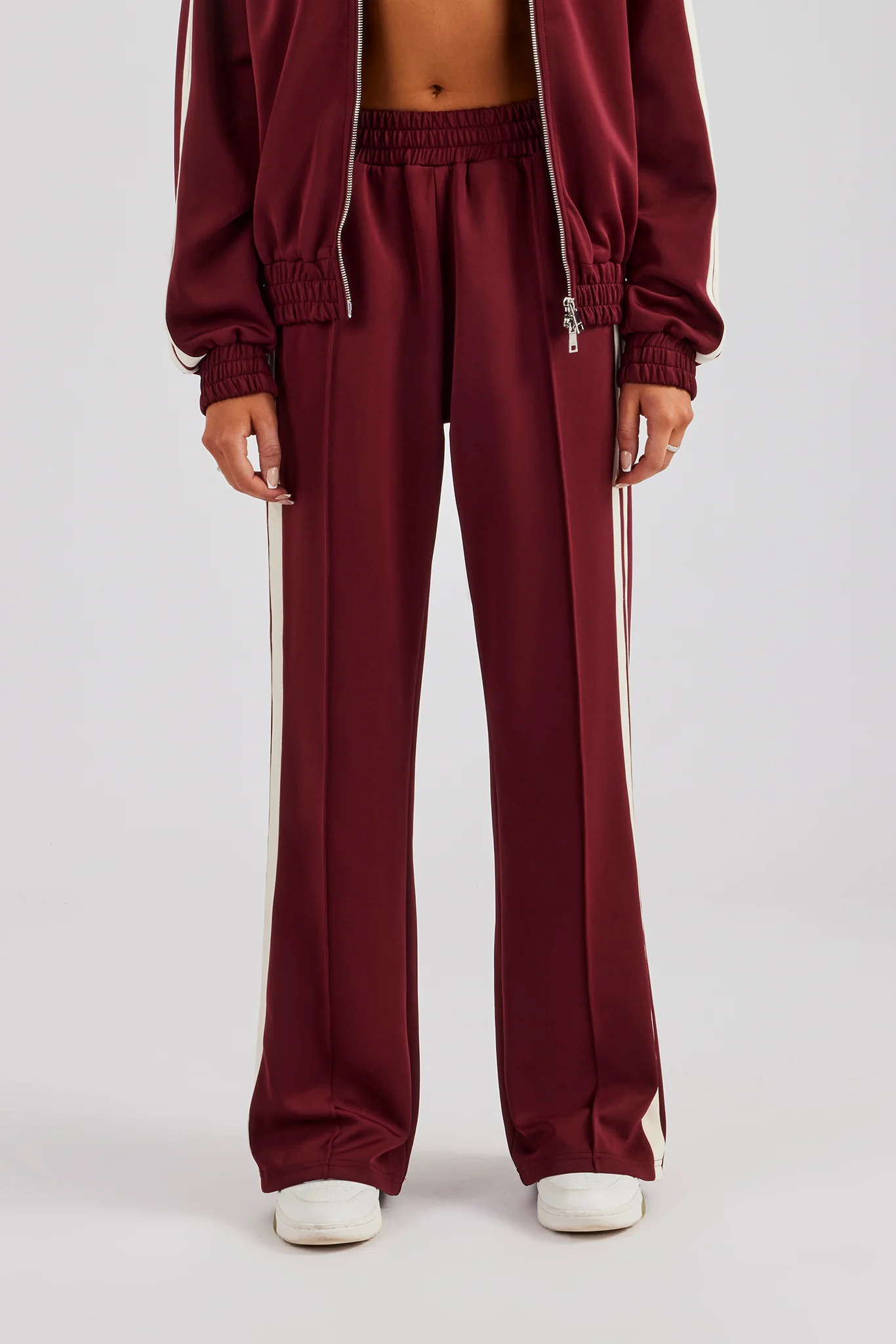 Taping Wide Leg Track Pant - Burgundy - Image 2