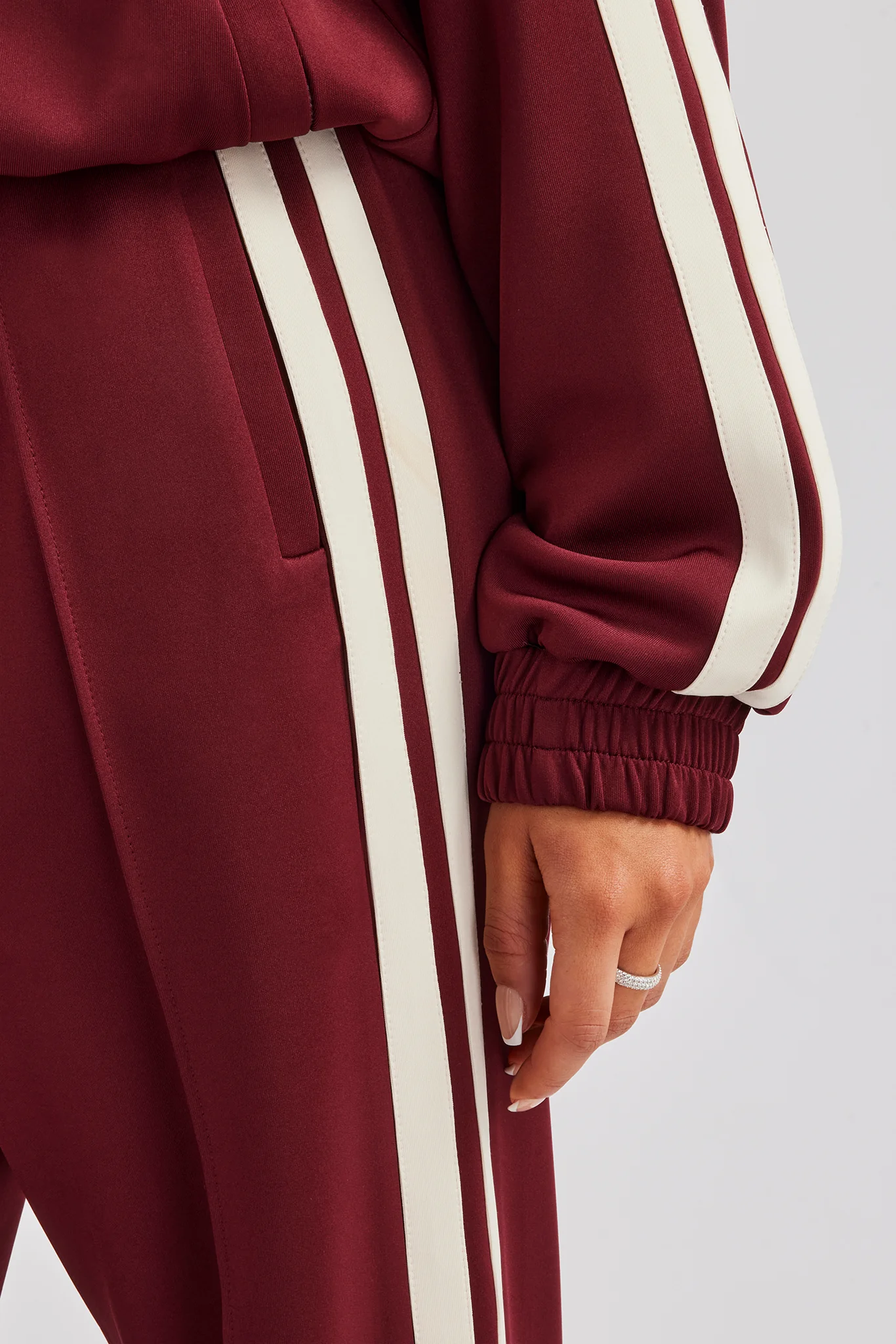 Taping Wide Leg Track Pant - Burgundy - Image 4