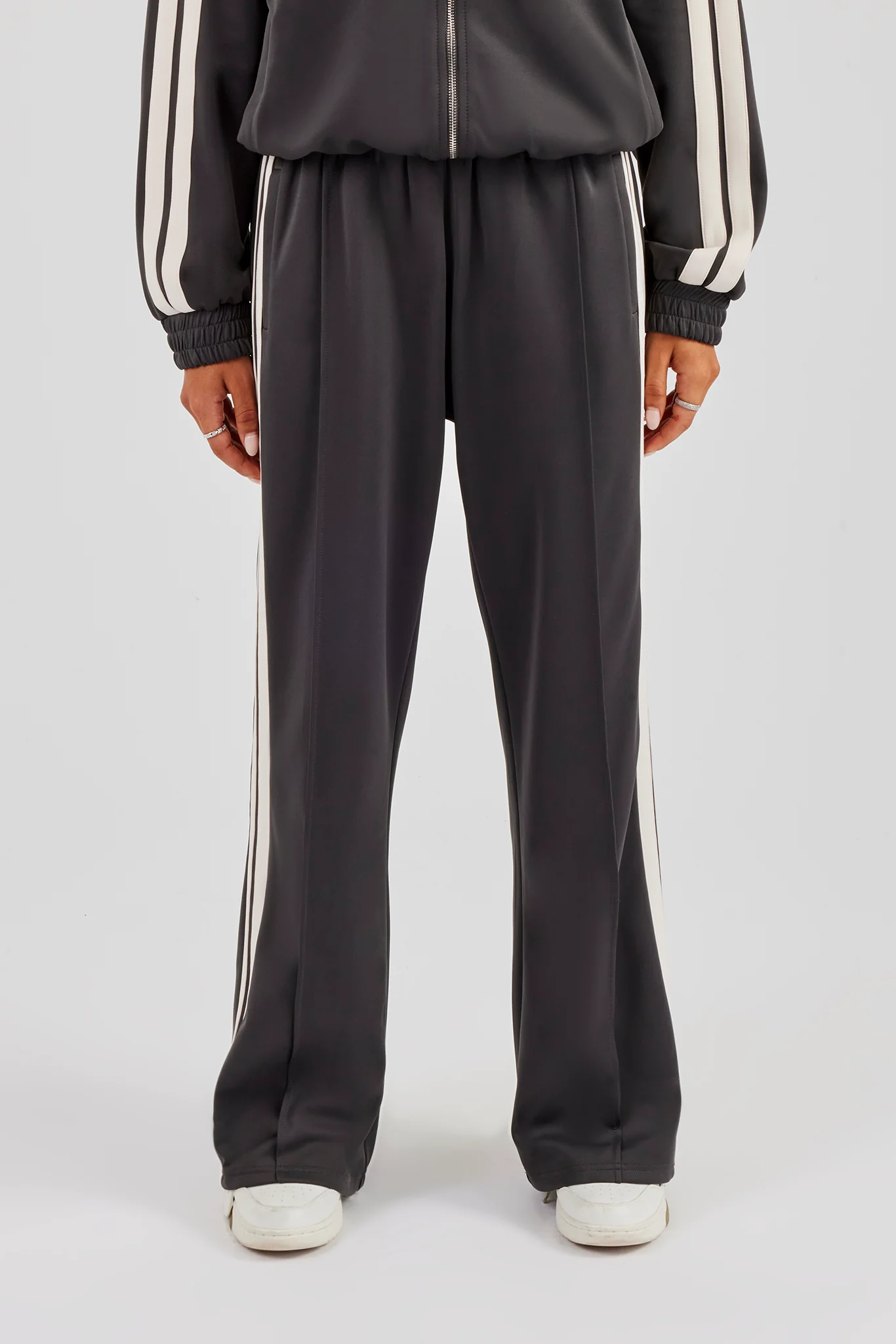 Taping Wide Leg Track Pant - Charcoal - Image 3