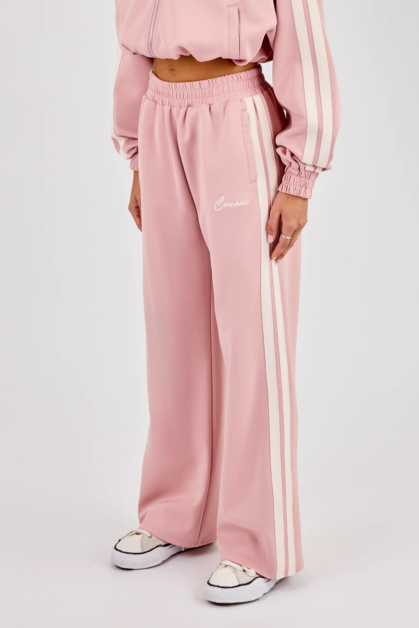 Taping Wide Leg Track Pant - Dusty Pink
