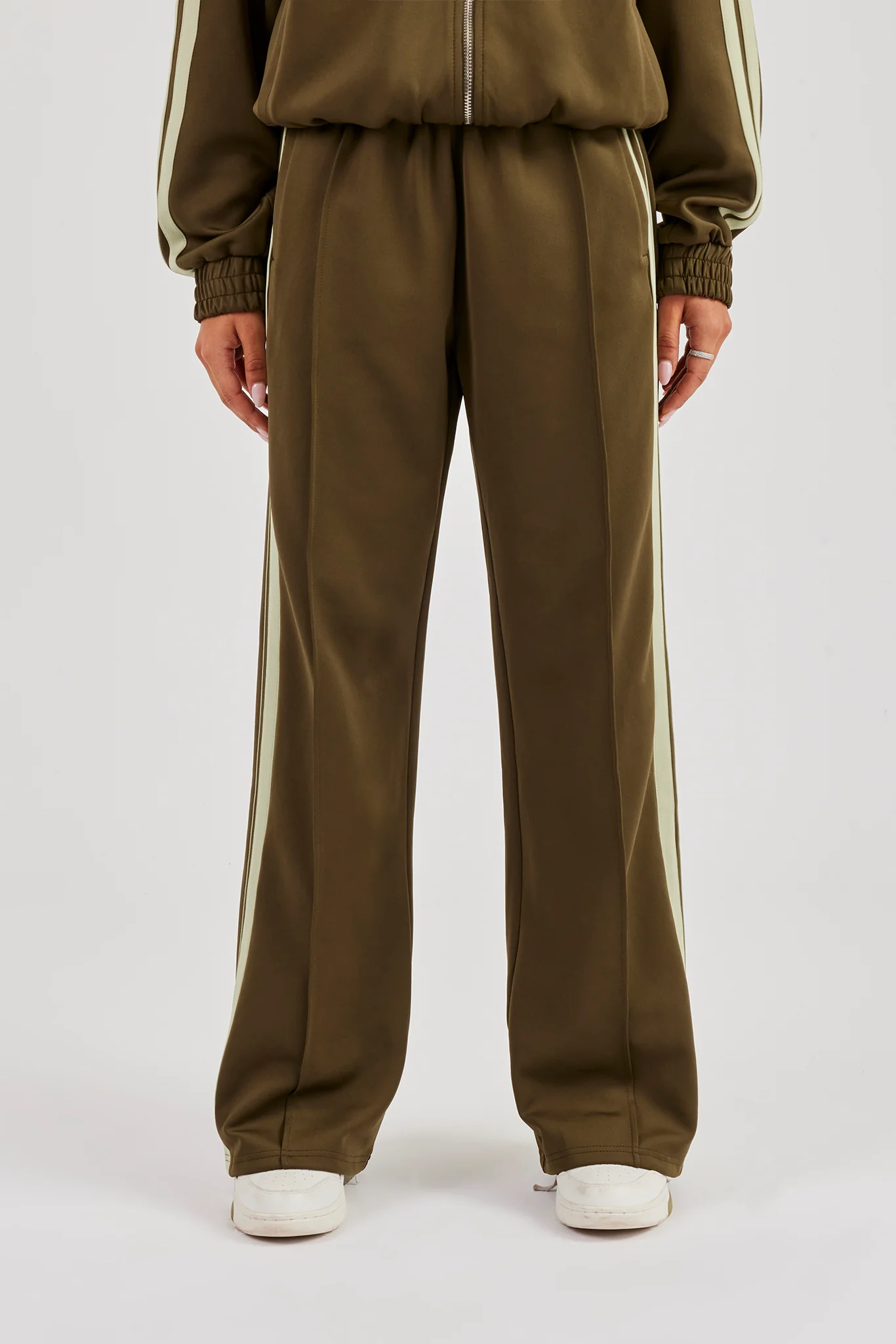 Taping Wide Leg Track Pant - Khaki - Image 3
