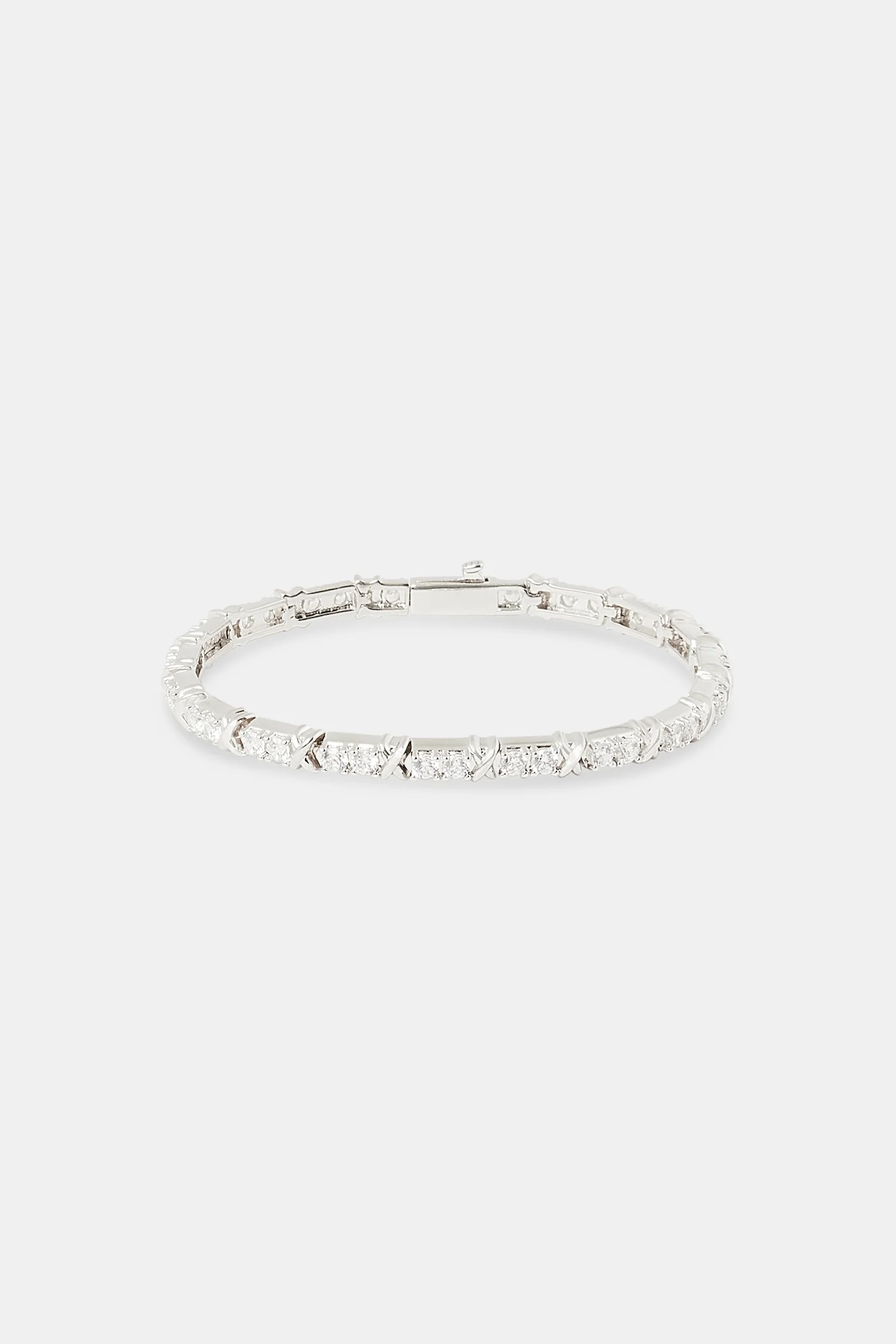 Tennis and Polished Cross Bracelet - 5mm - Image 2