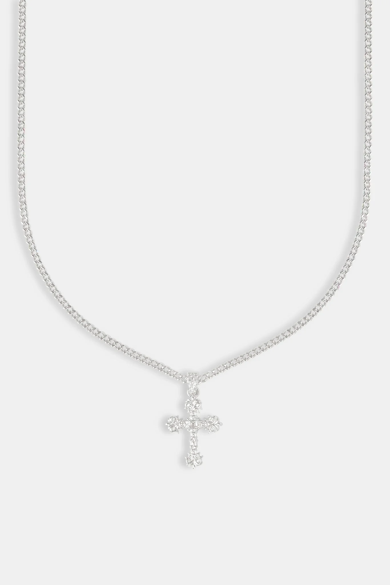 Textured Cross Cuban Necklace - 25mm - Image 2