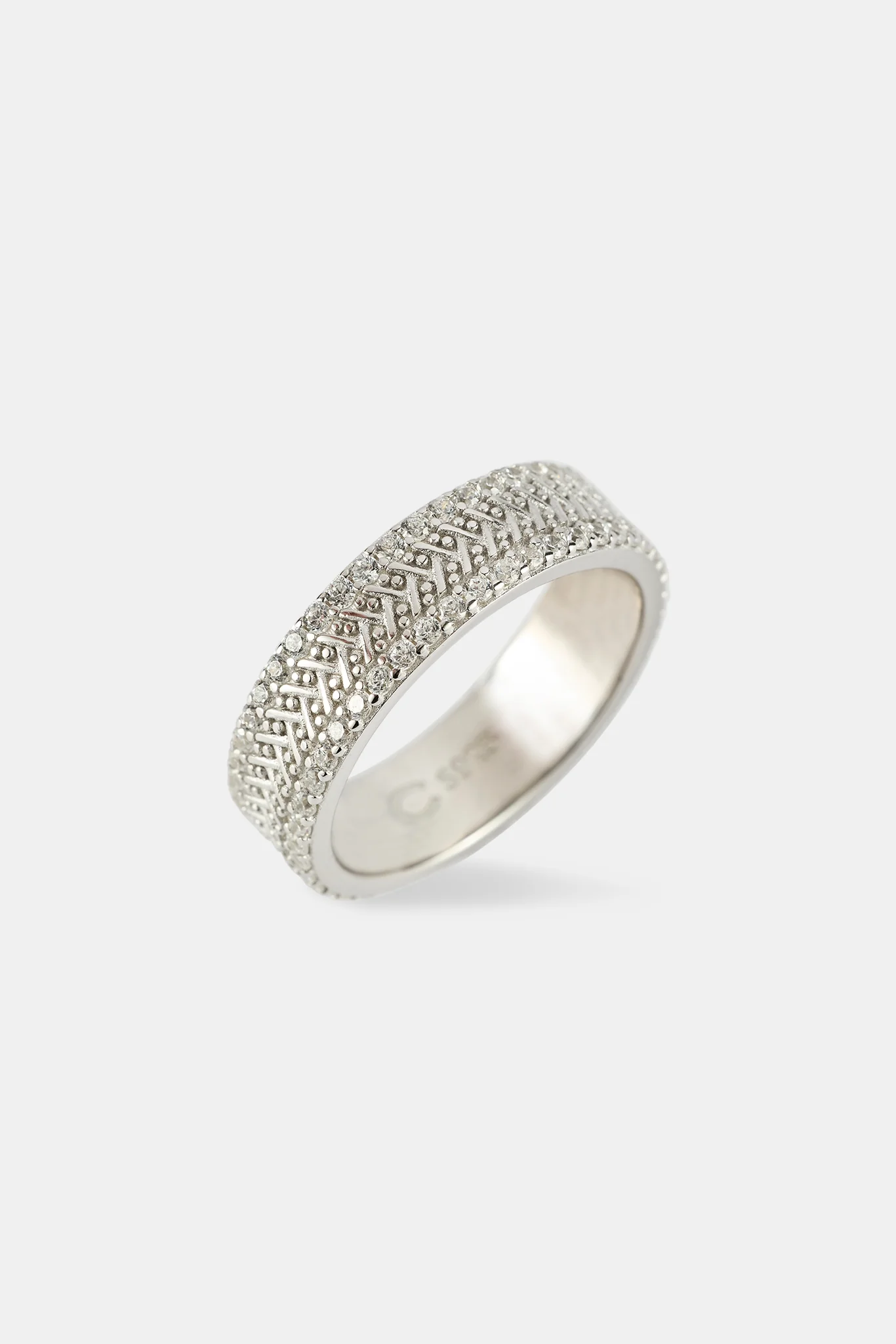Textured & Iced Band Ring - 6mm - White - Image 3