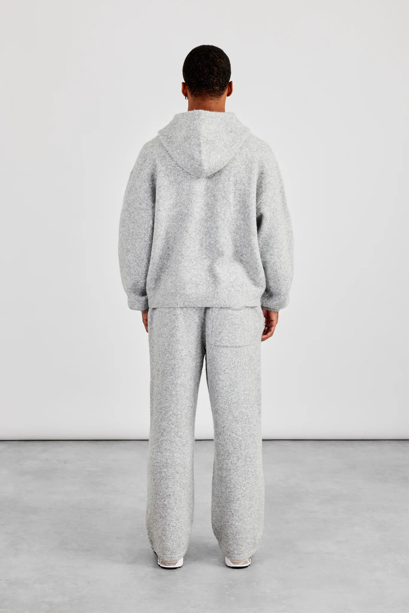Textured Knitted Hoodie & Jogger - Grey - Image 4