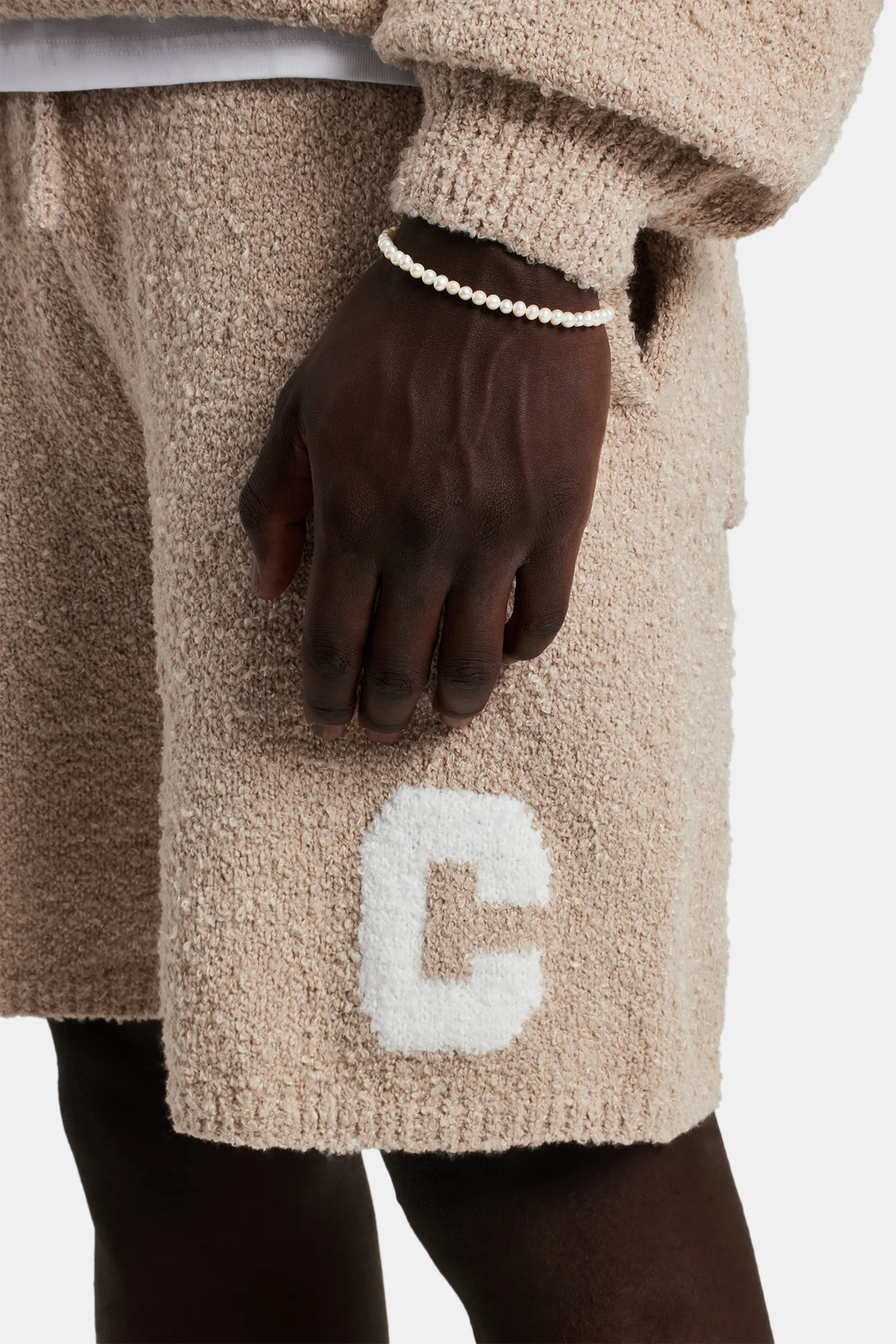 Textured Knitted Short - Beige - Image 4