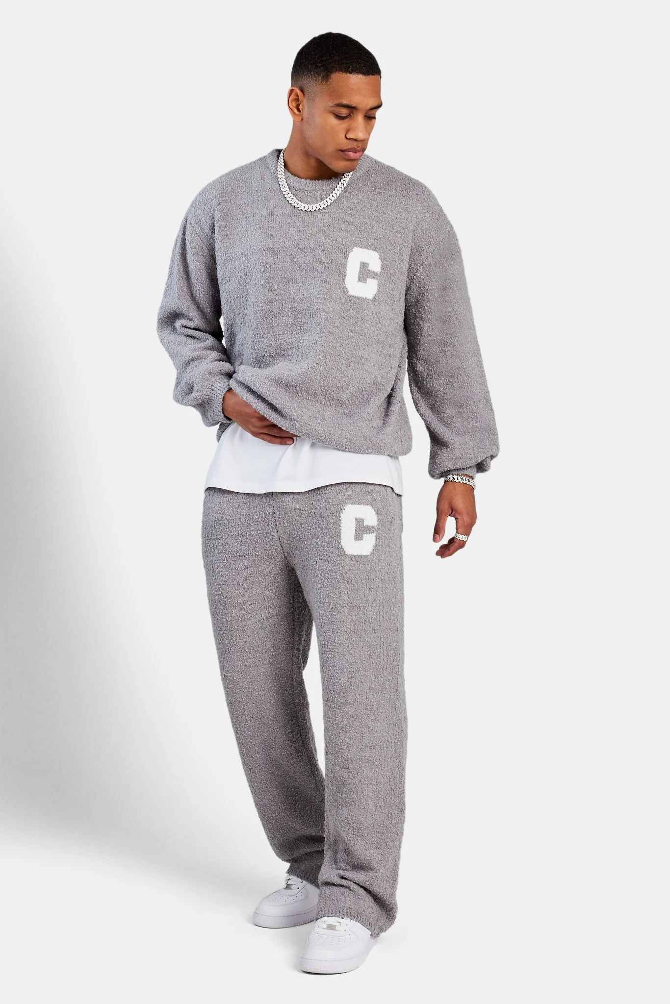 Textured Knitted Sweatshirt - Grey - Image 2