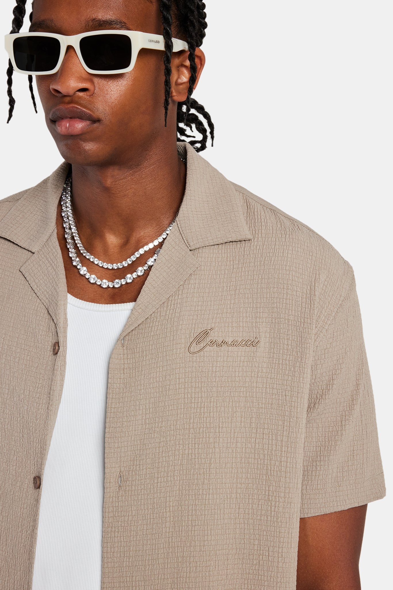 Textured Revere Shirt - Stone - Image 2