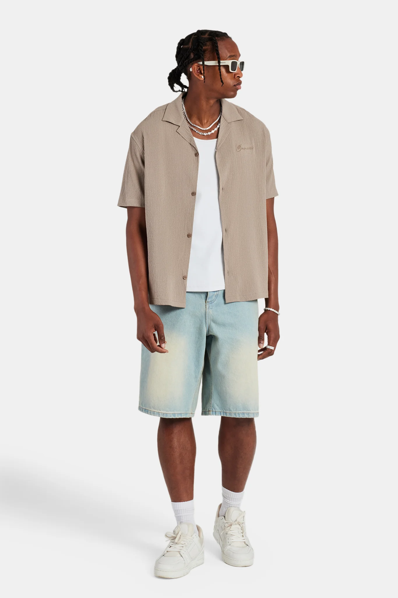 Textured Revere Shirt - Stone - Image 5