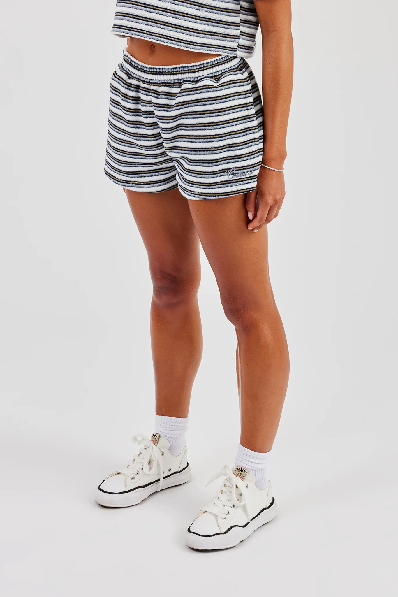 Textured Stripe Short Sleeve Polo & Shorts - Blue - Image 2