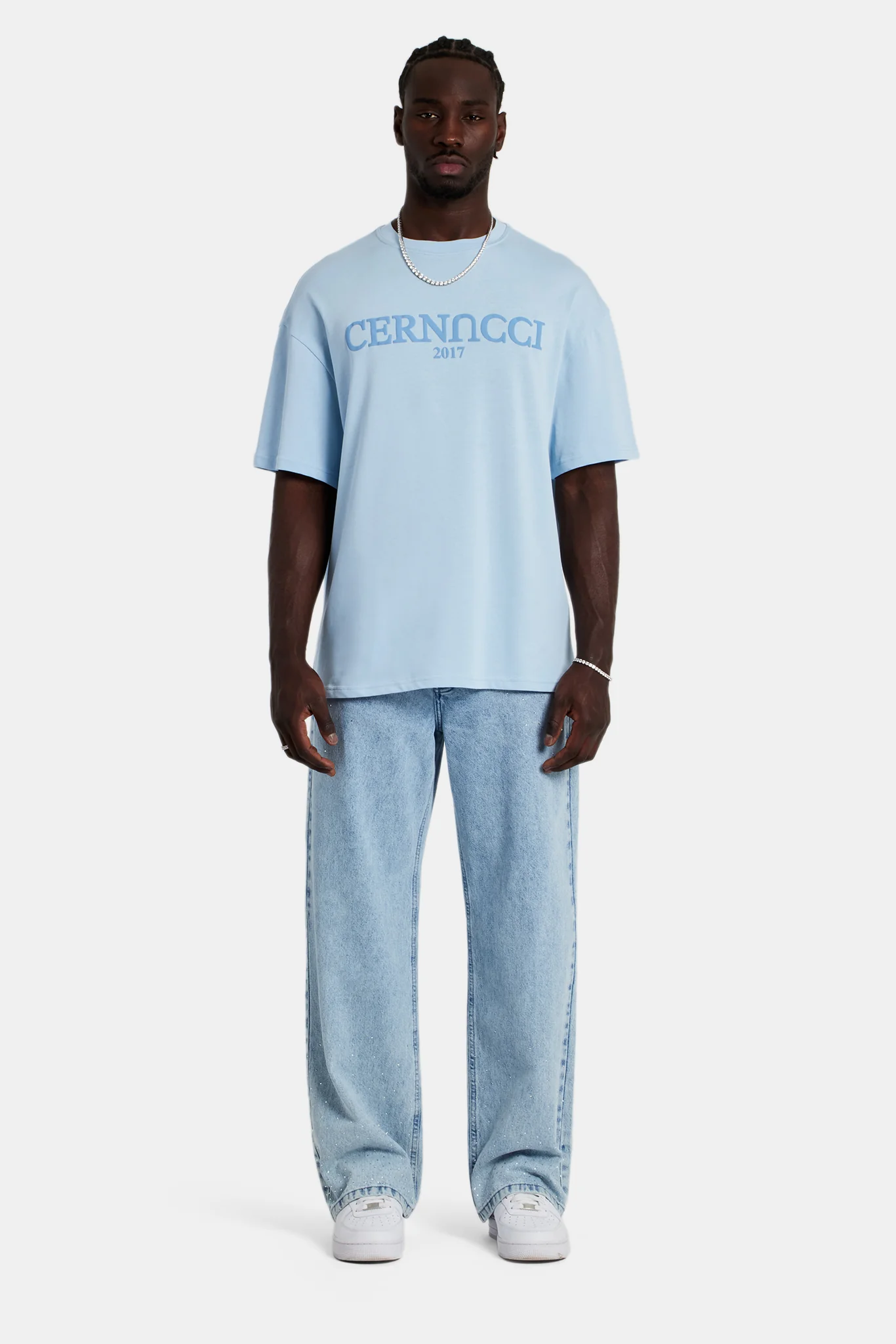 Tonal Logo Oversized T-Shirt - Light Blue - Image 5