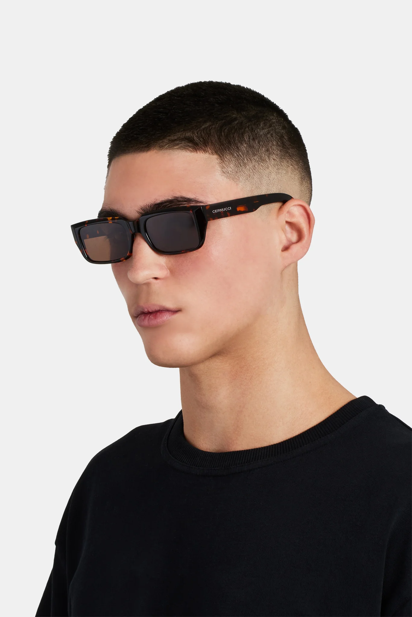 Tortoise Shell Rectangle Acetate Sunglasses - Brown - Image 2