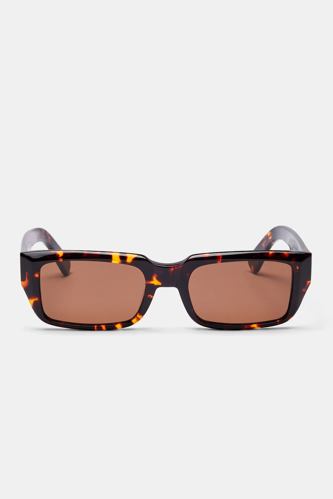 Tortoise Shell Rectangle Acetate Sunglasses - Brown - Image 4