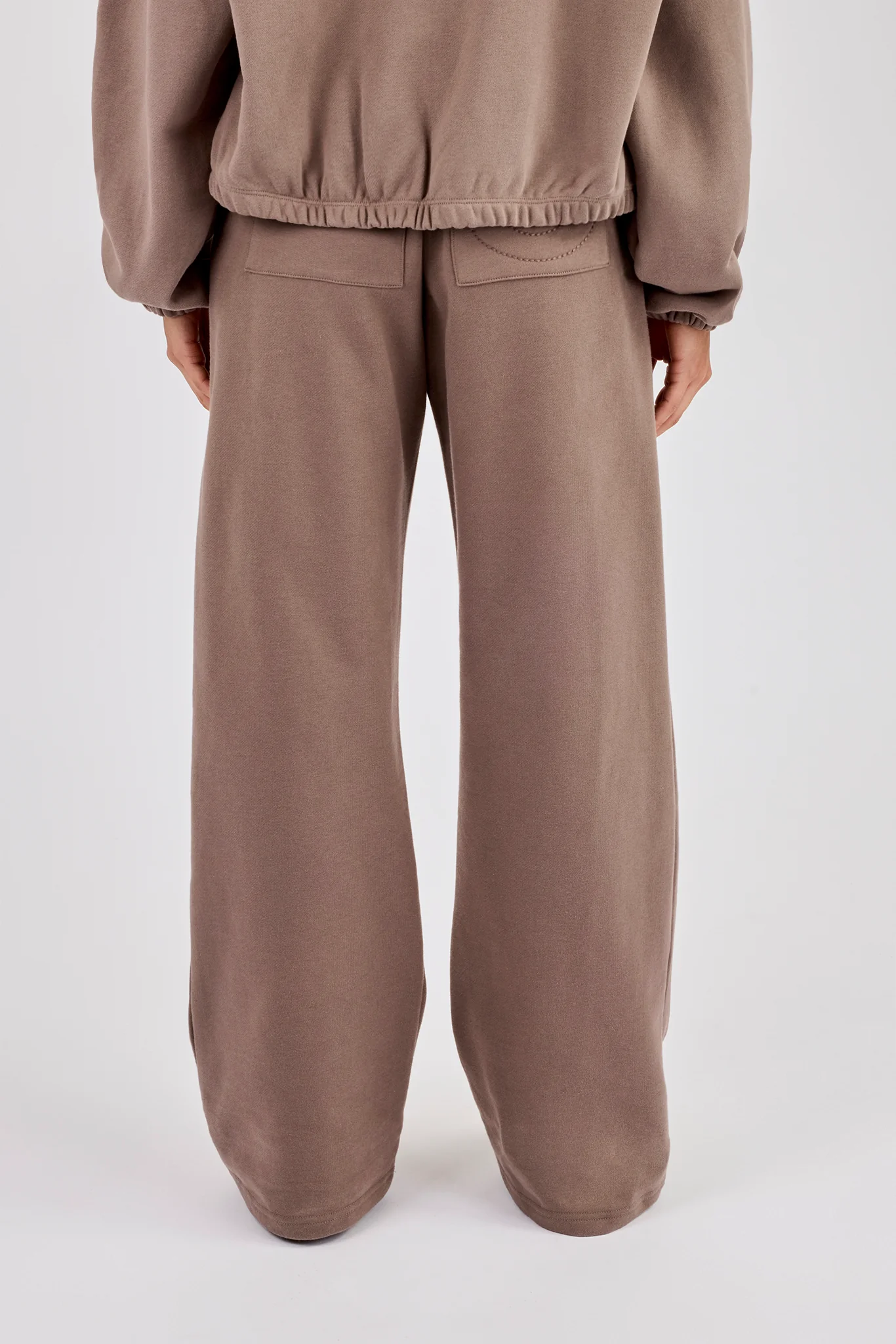 Towelling Applique Wide Leg Jogger - Taupe - Image 2