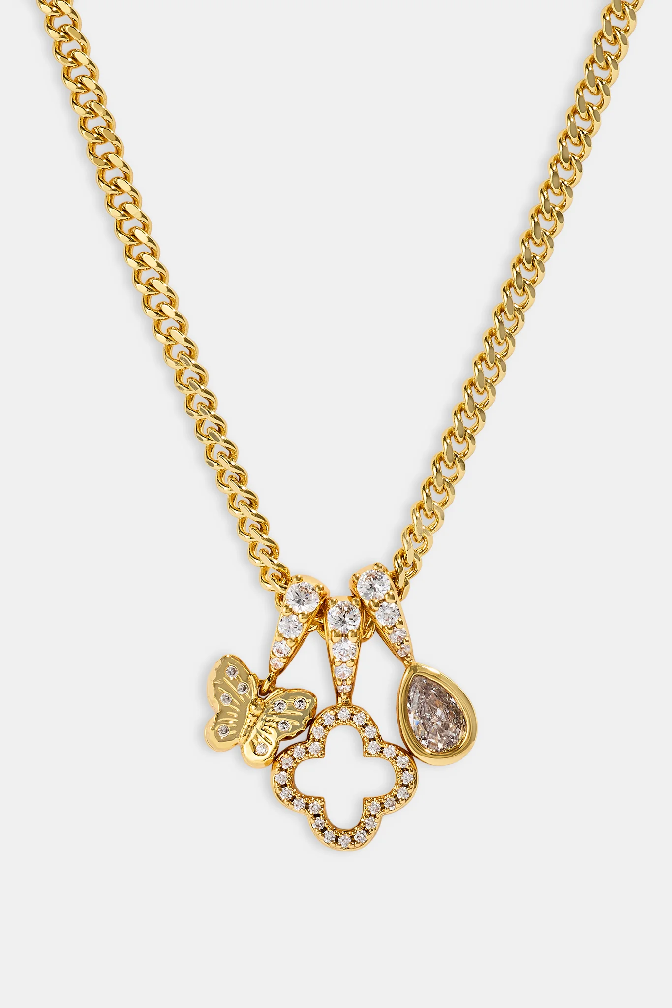 Triple Layer Butterfly Motif Necklace - 10mm - Gold - Image 3