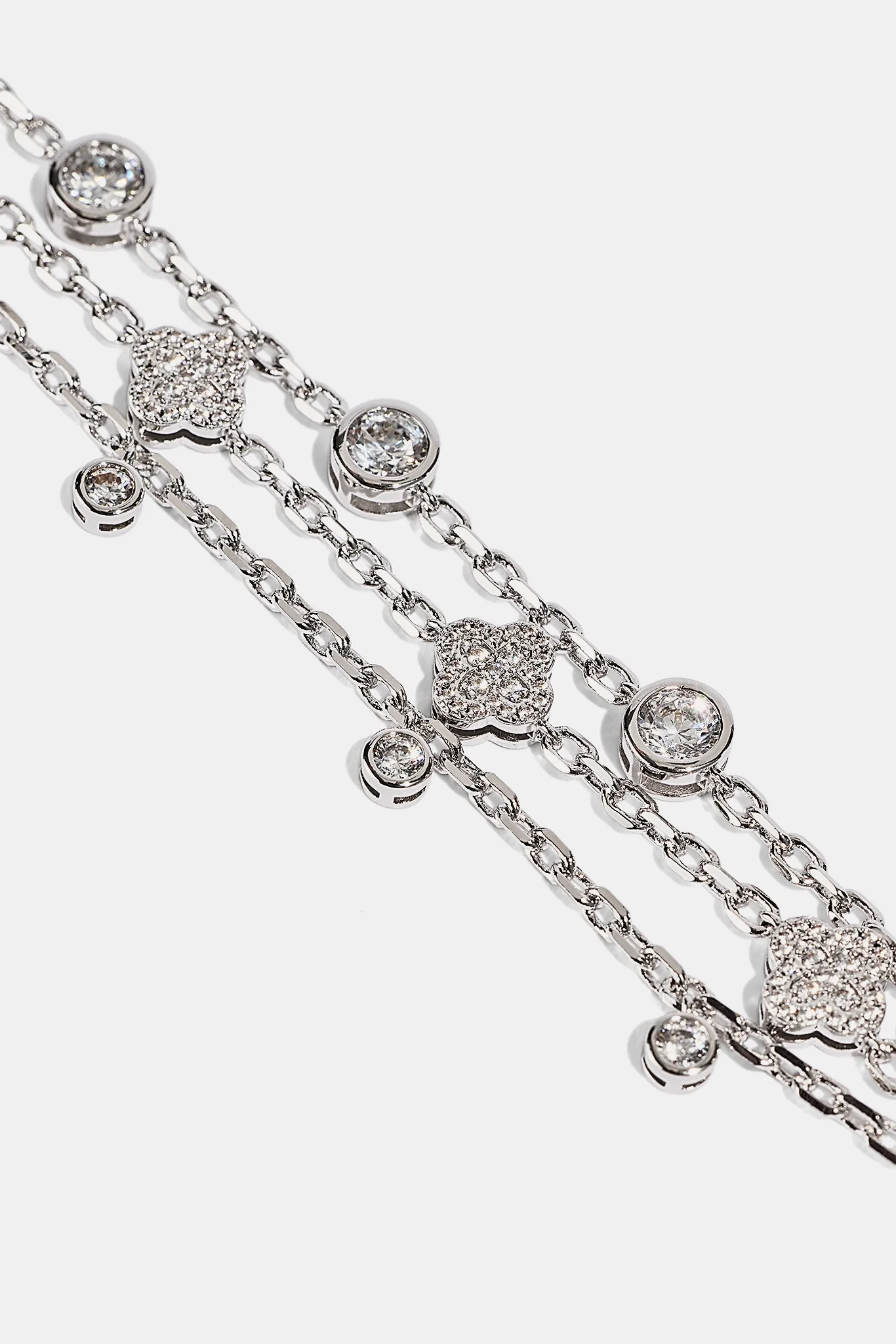 Triple Layer Gemstone Bracelet - 2mm - White - Image 3
