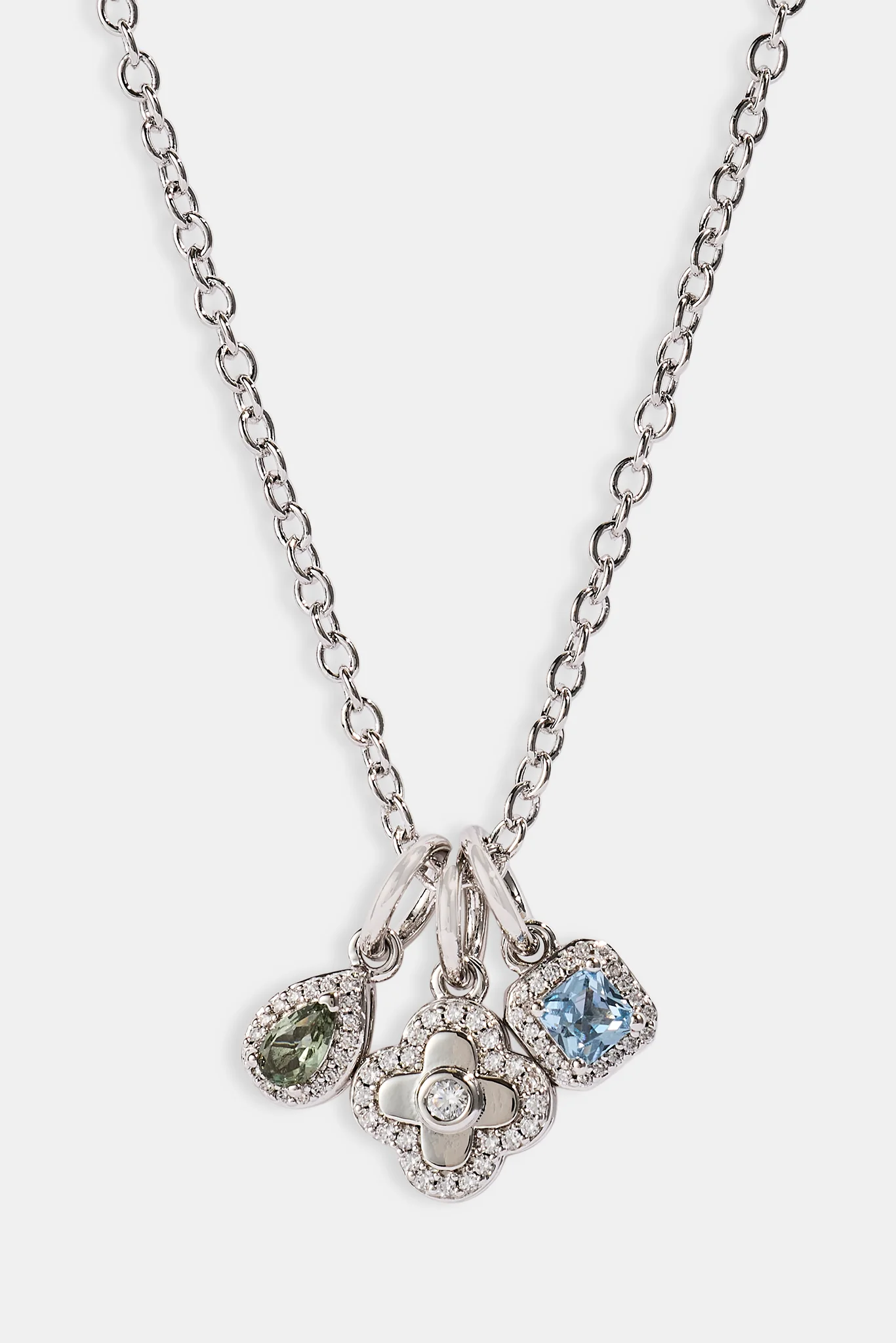 Triple Motif and Multigem Necklace - 10mm - White - Image 4