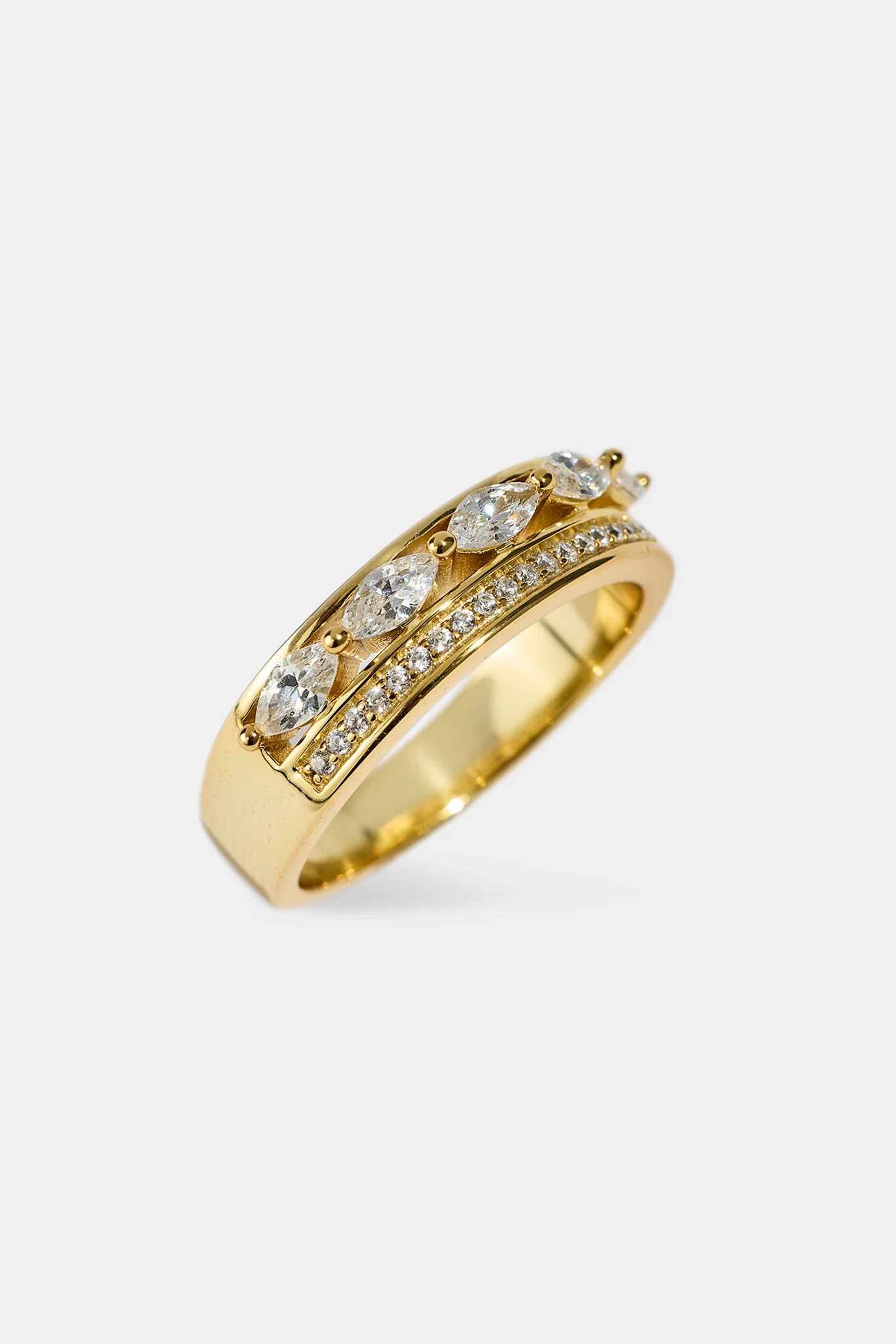 Triple Row Mixed Ring - 5mm - Gold
