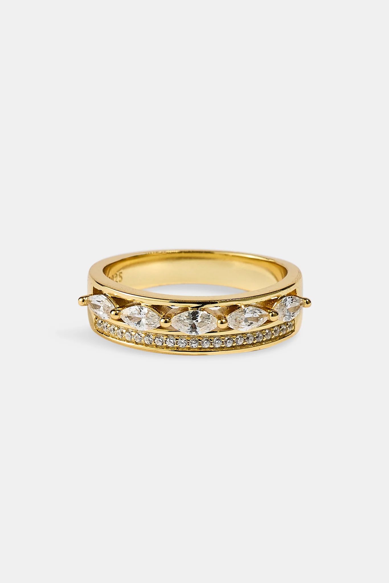 Triple Row Mixed Ring - 5mm - Gold - Image 3